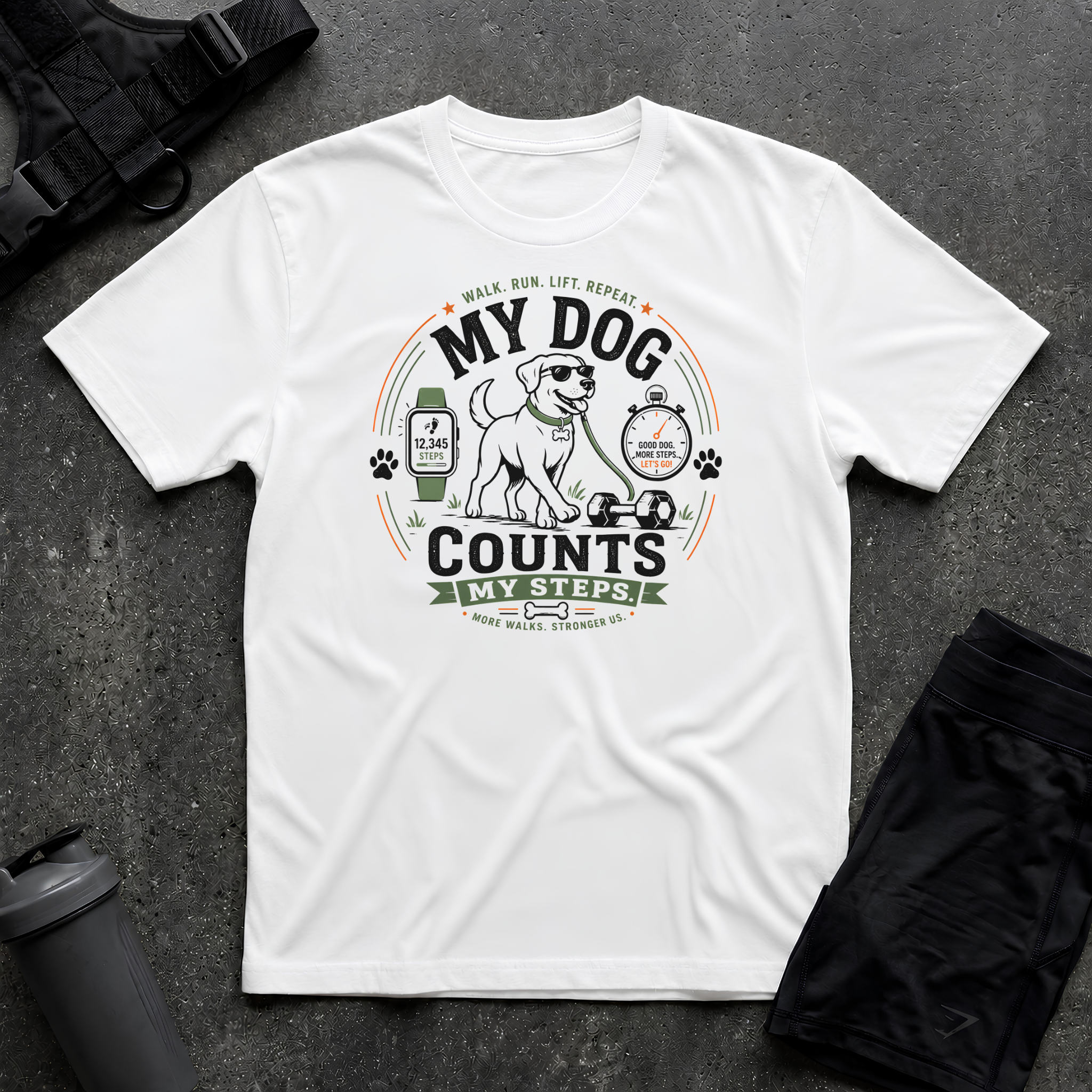 MY DOG COUNTS MY STEPS 2 T-SHIRT