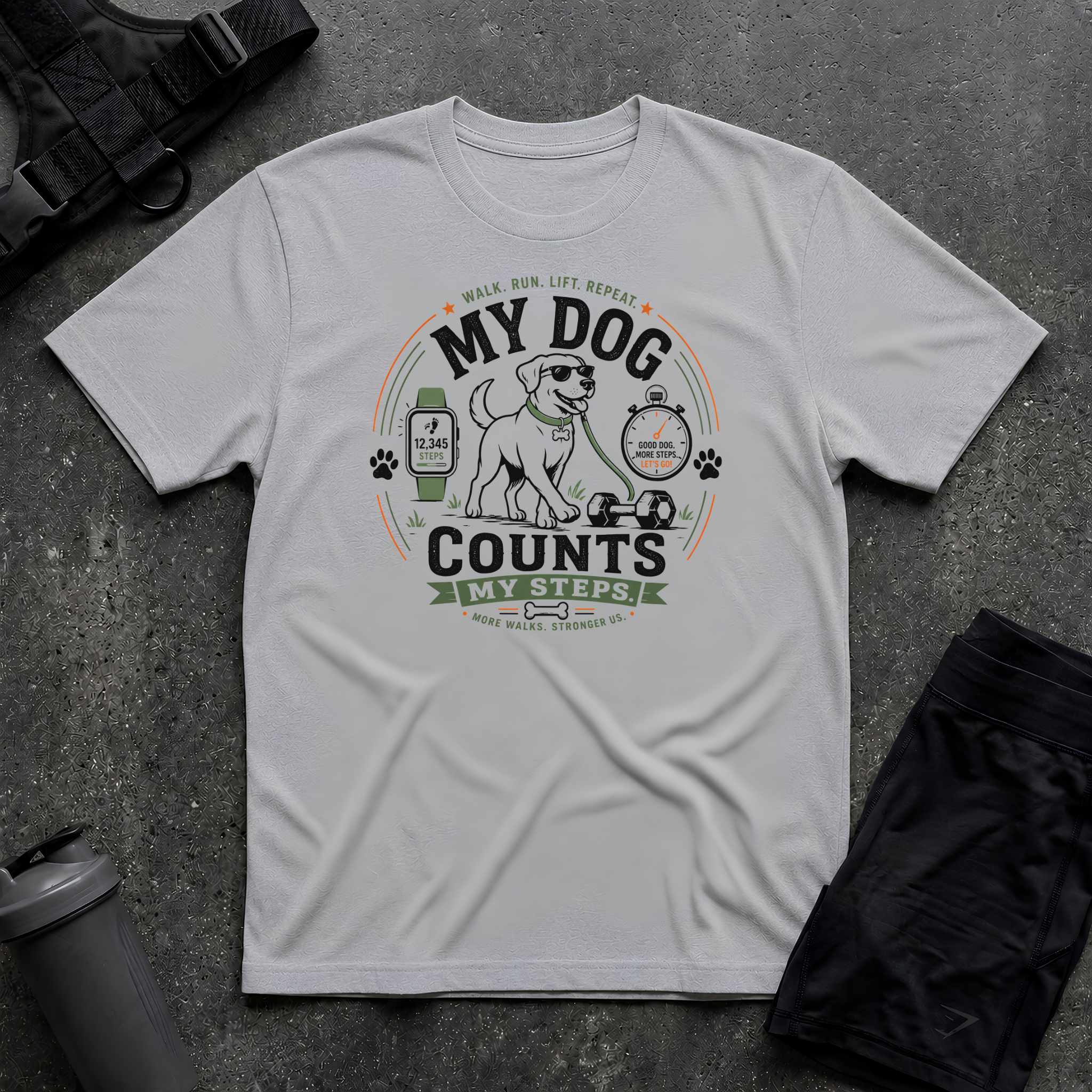 MY DOG COUNTS MY STEPS 2 T-SHIRT