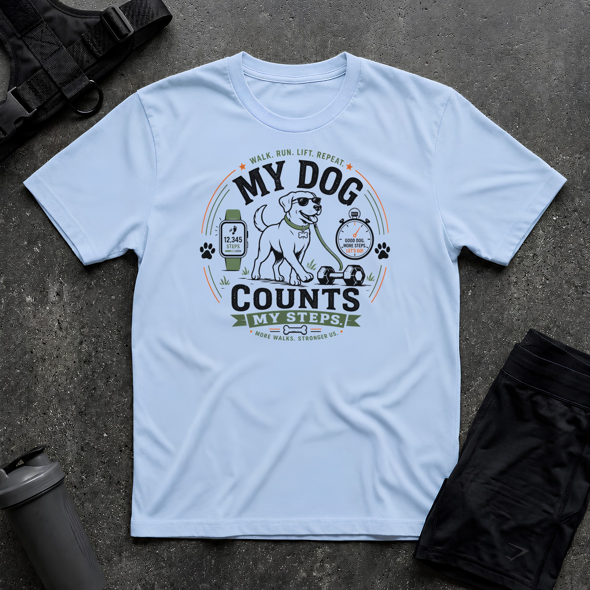MY DOG COUNTS MY STEPS 2 T-SHIRT