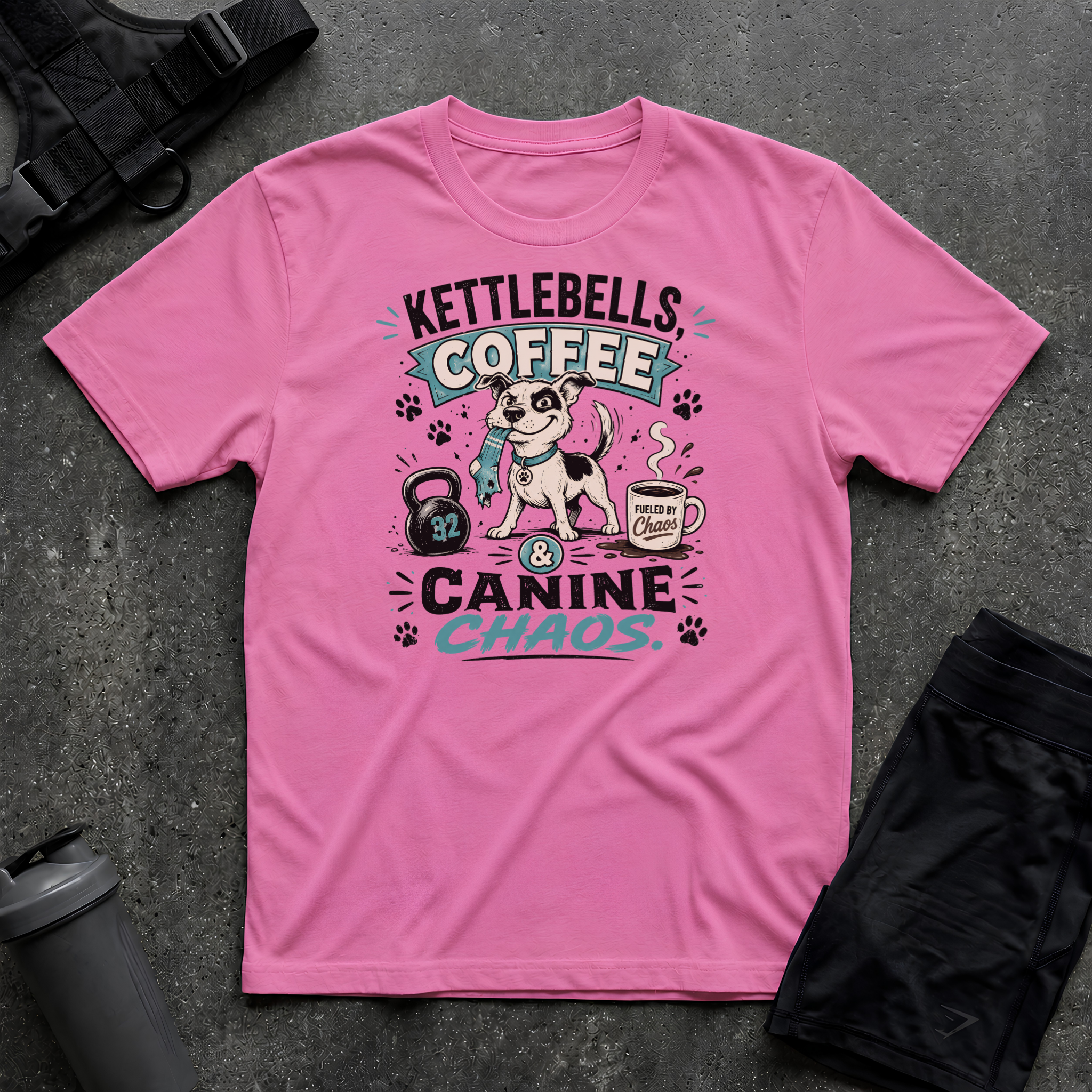 KETTLEBELLS COFFEE & CANINE CHAOS T-SHIRT