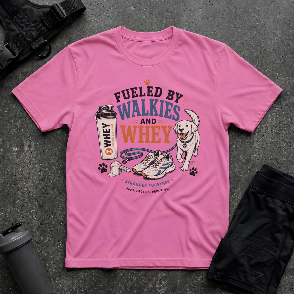 FUELED BY WALKIES AND WHEY T-SHIRT