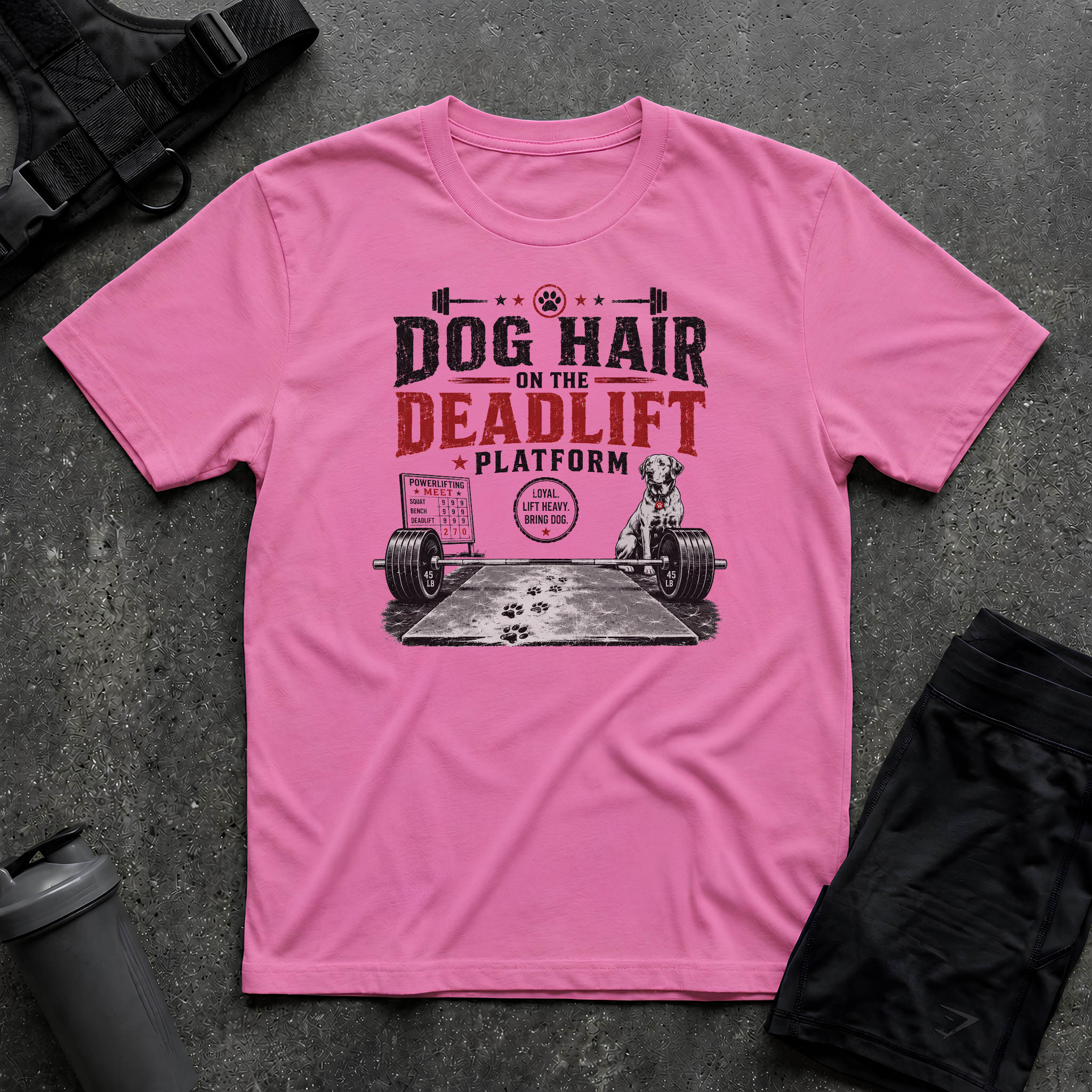 DOG HAIR ON THE DEADLIFT PLATFORM T-SHIRT