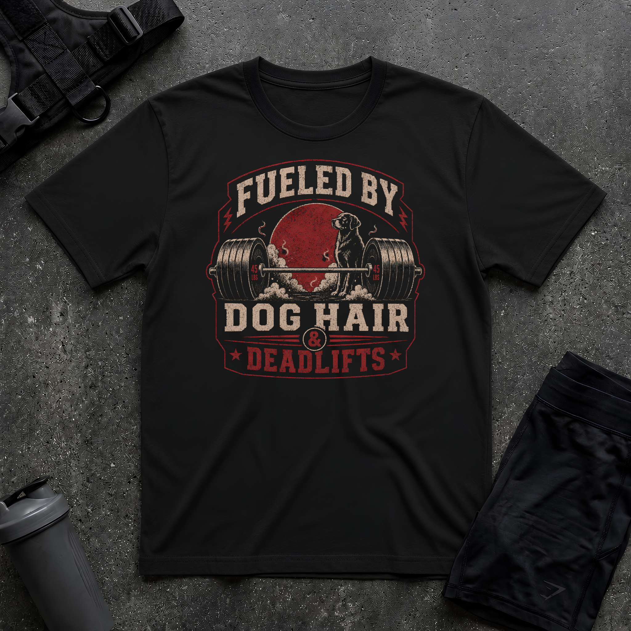 FUELED BY DOG HAIR & DEADLIFTS T-SHIRT