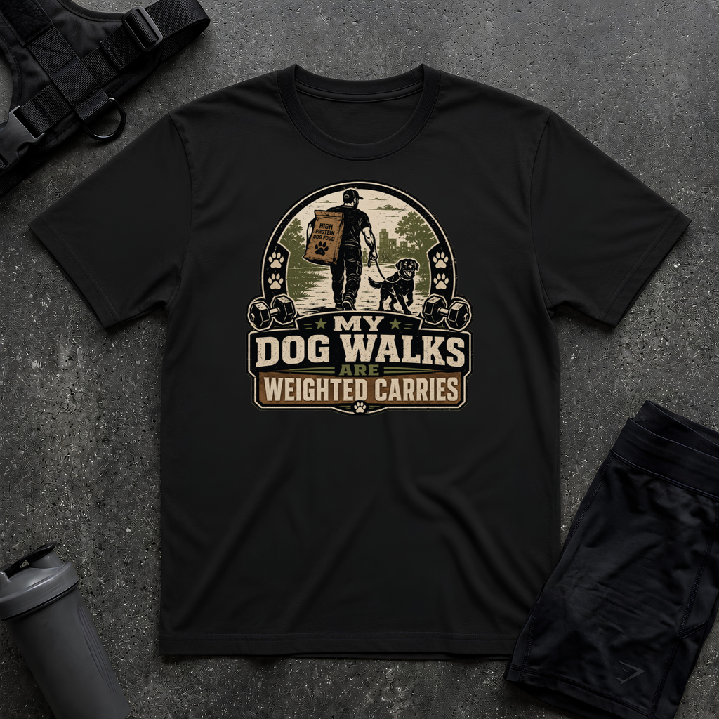 MY DOG WALKS ARE WEIGHTED CARRIES T-SHIRT
