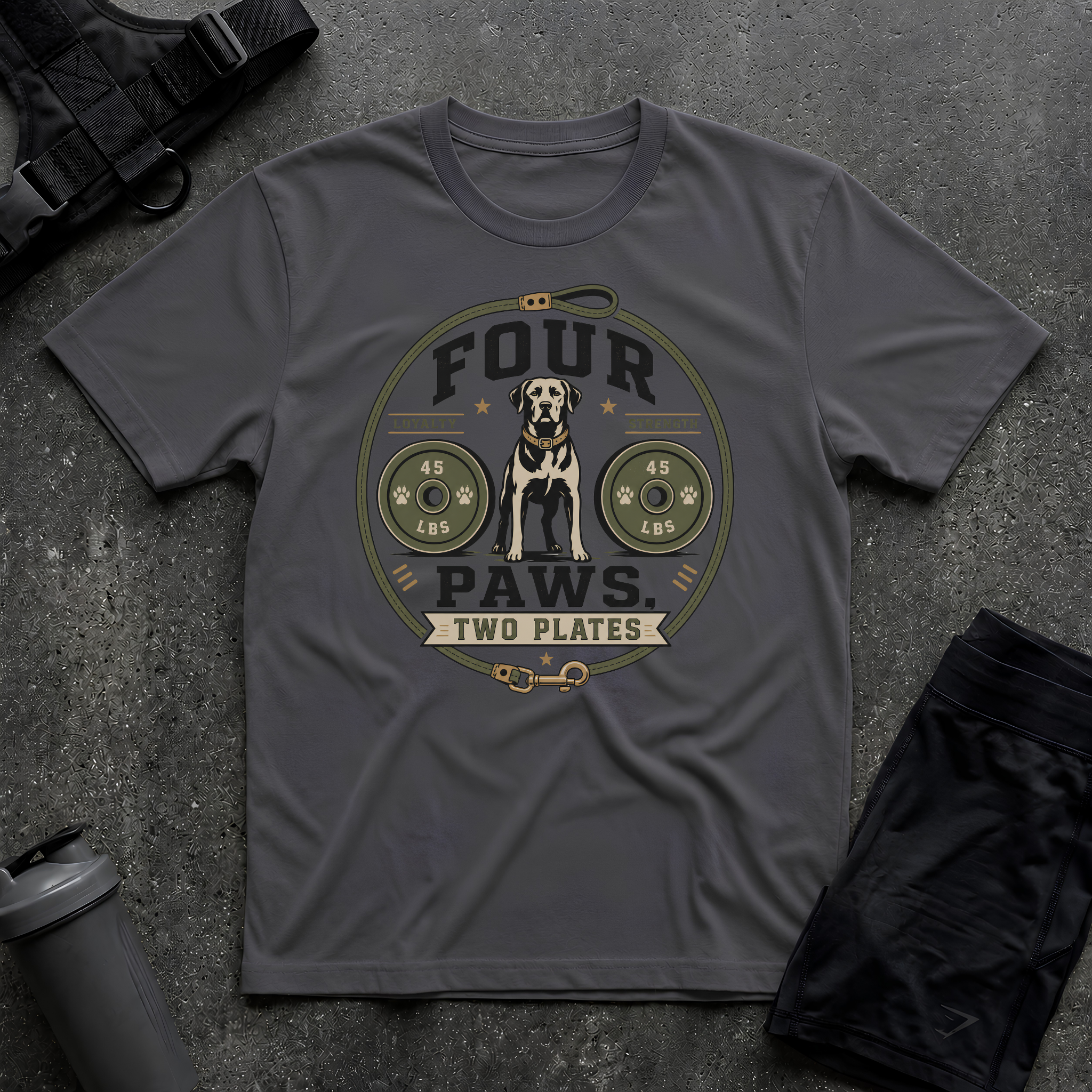 FOUR PAWS TWO PLATES T-SHIRT