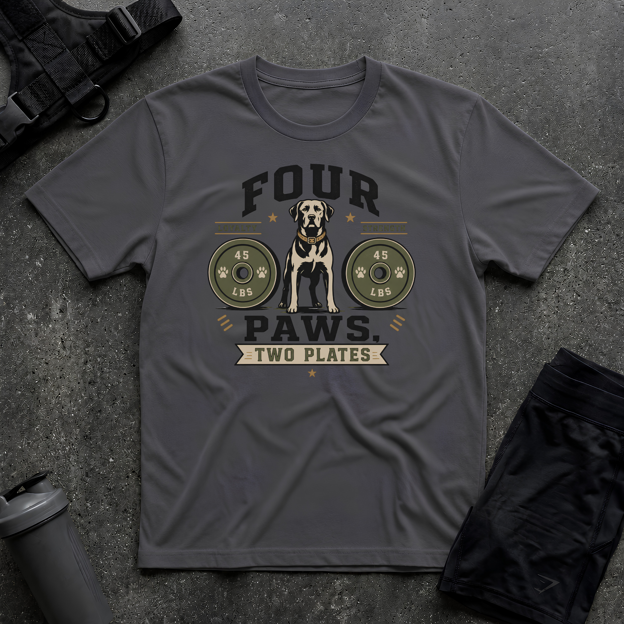 FOUR PAWS TWO PLATES 3 T-SHIRT