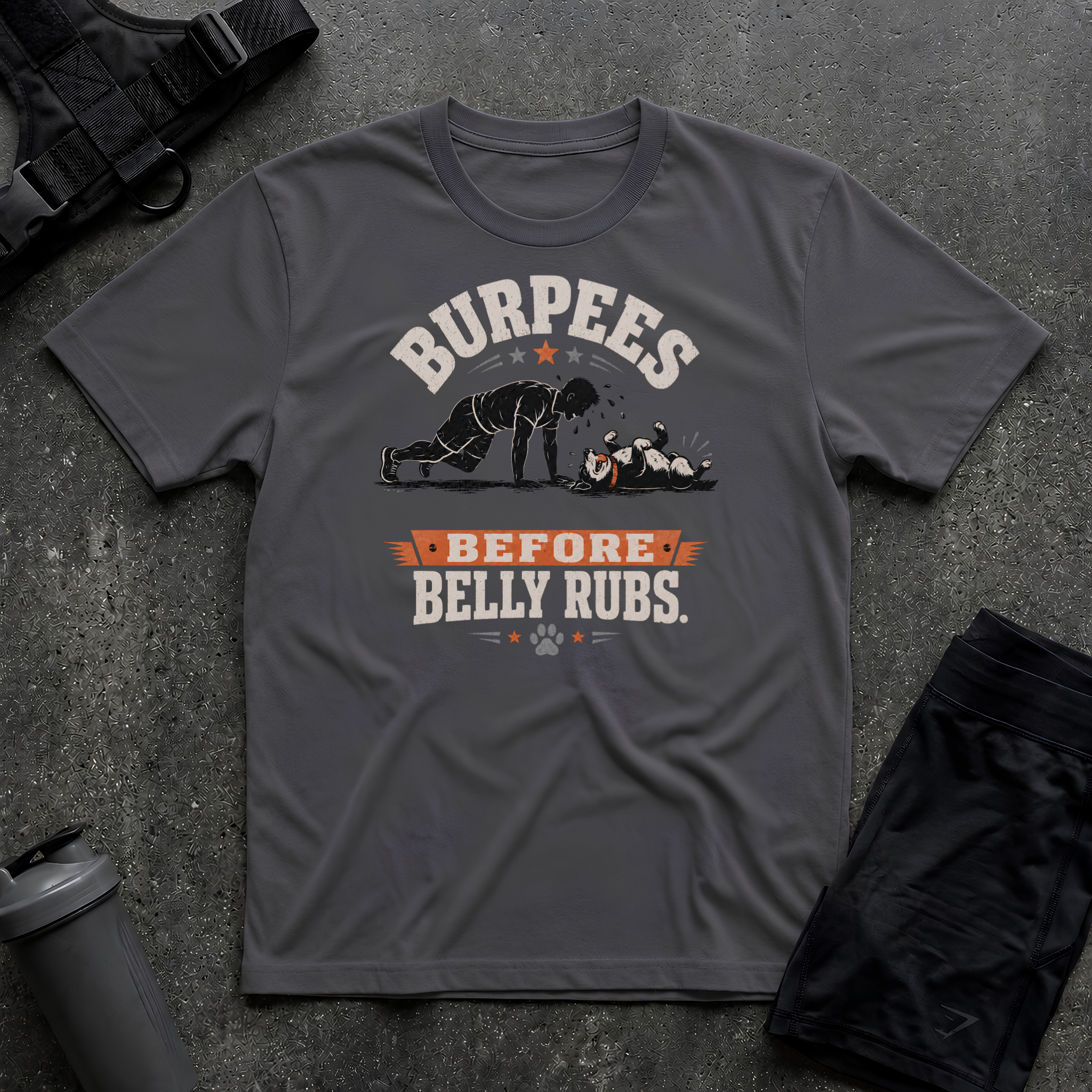 BURPEES BEFORE BELLY RUBS 2 T-SHIRT