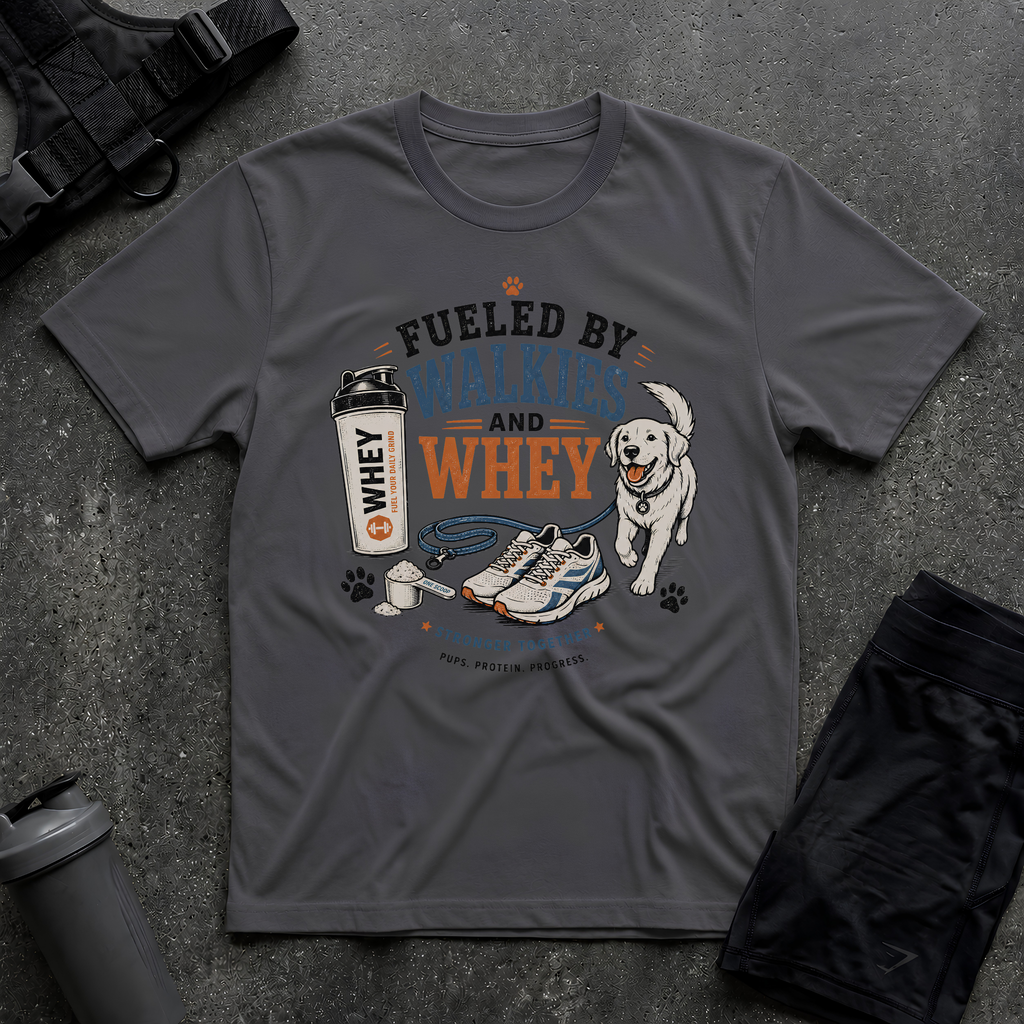 FUELED BY WALKIES AND WHEY T-SHIRT