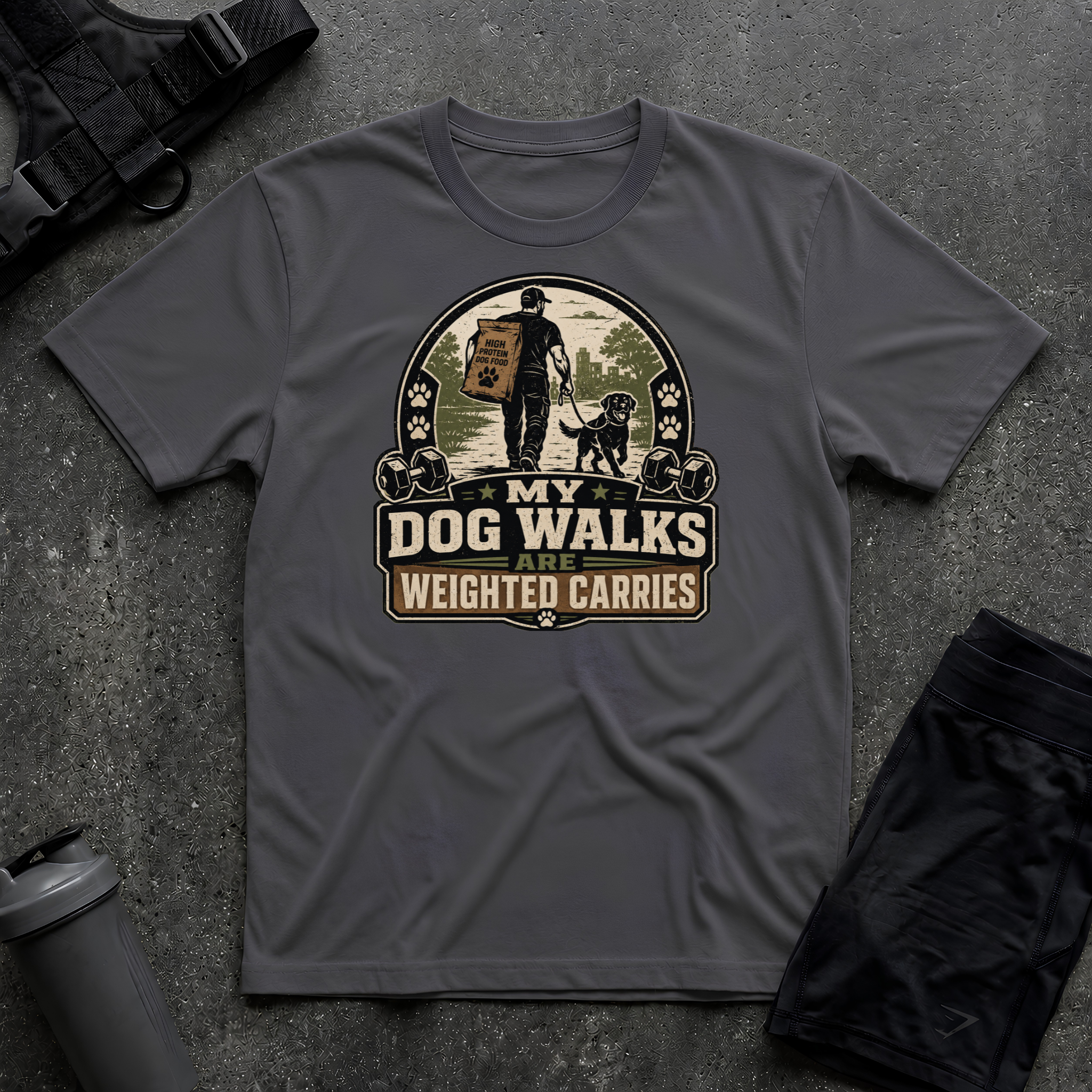MY DOG WALKS ARE WEIGHTED CARRIES T-SHIRT