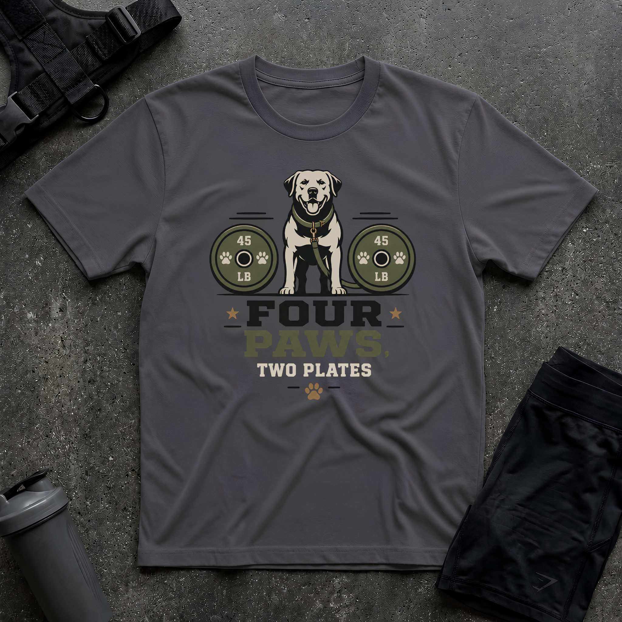 FOUR PAWS TWO PLATES 4 T-SHIRT