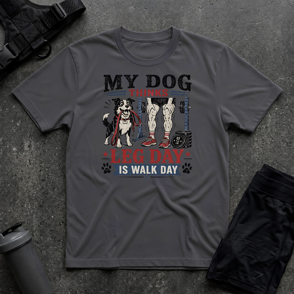 MY DOG THINKS LEG DAY IS WALK DAY T-SHIRT