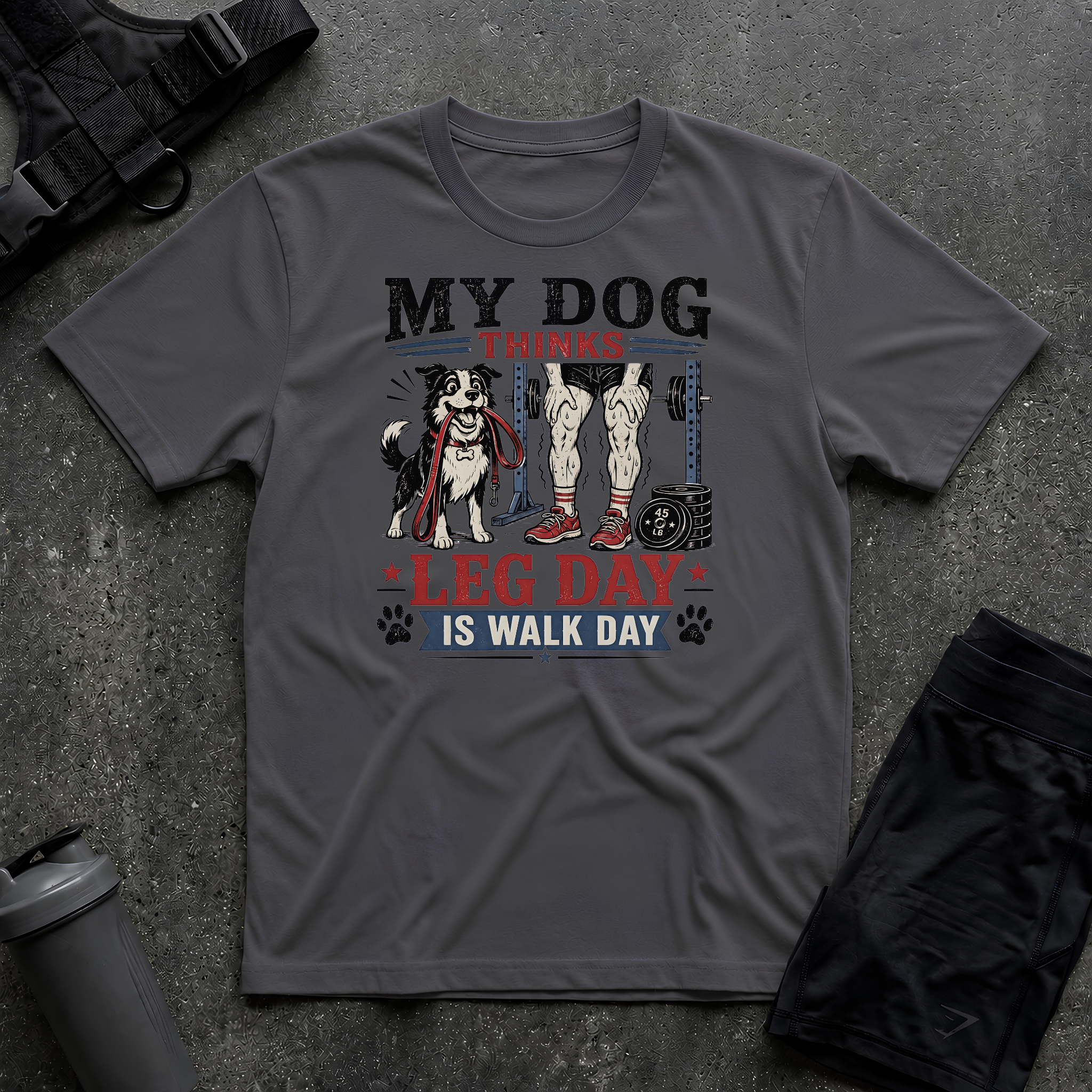 MY DOG THINKS LEG DAY IS WALK DAY T-SHIRT