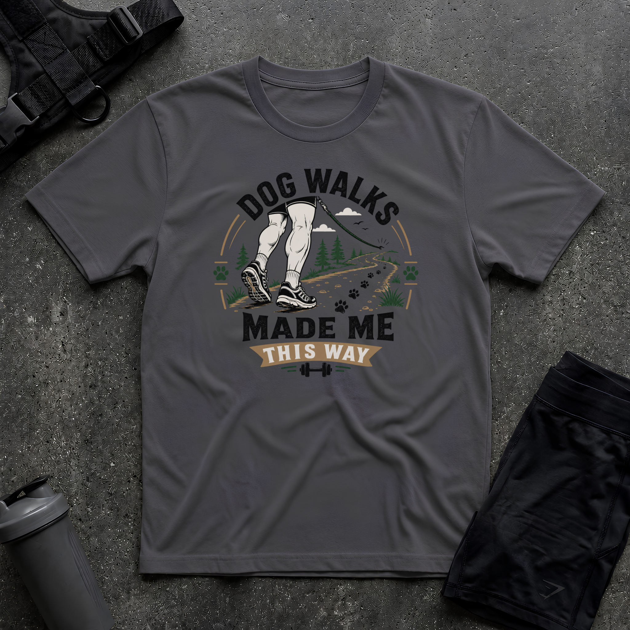 DOG WALKS MADE ME THIS WAY T-SHIRT
