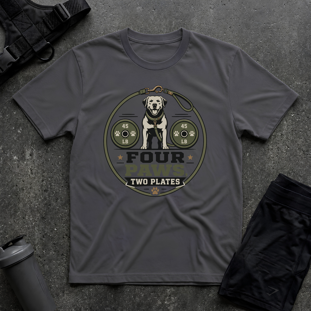 FOUR PAWS TWO PLATES 2 T-SHIRT