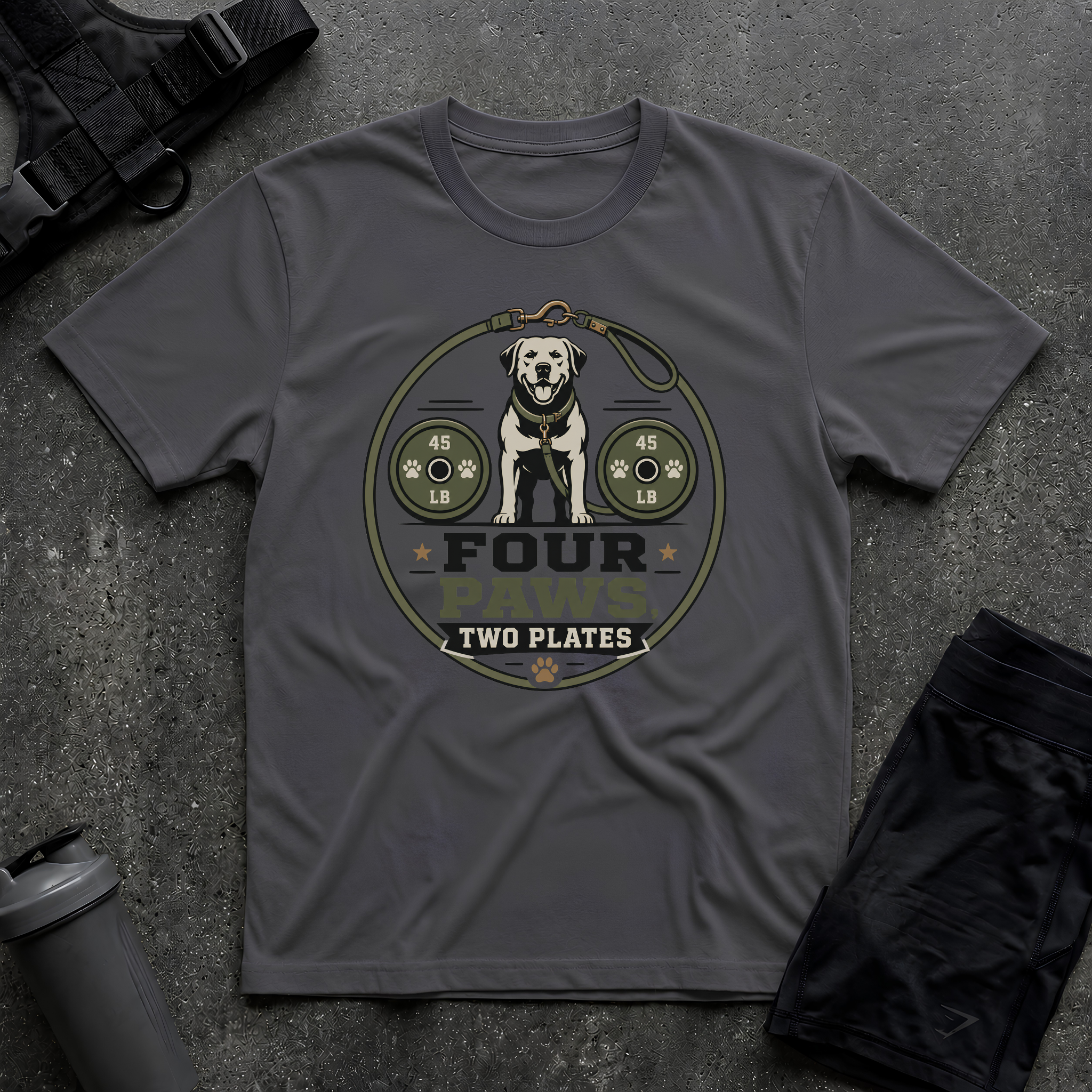 FOUR PAWS TWO PLATES 2 T-SHIRT