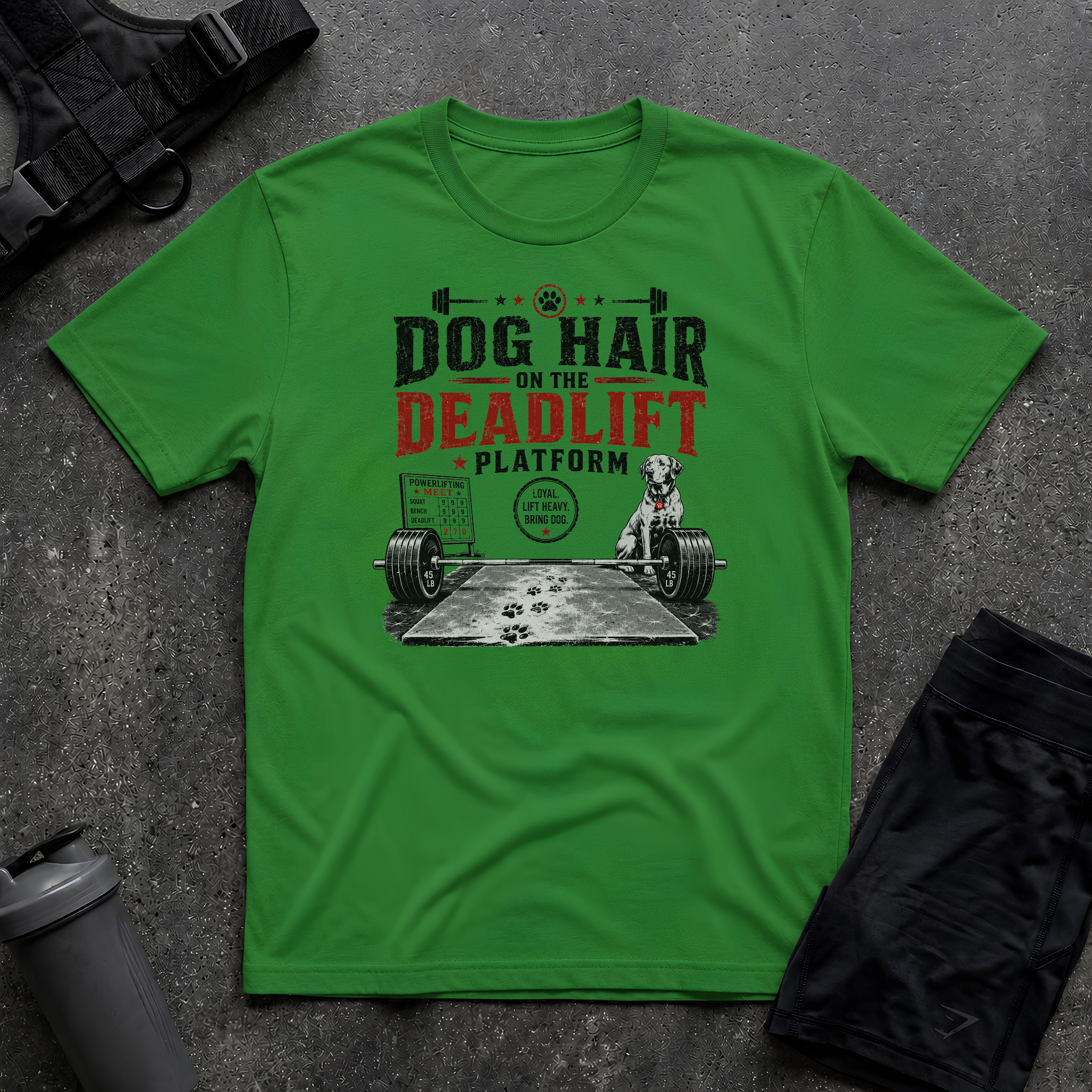 DOG HAIR ON THE DEADLIFT PLATFORM T-SHIRT