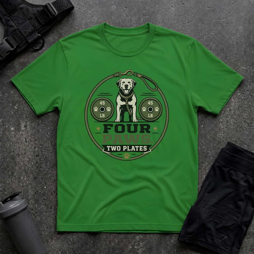 FOUR PAWS TWO PLATES 2 T-SHIRT