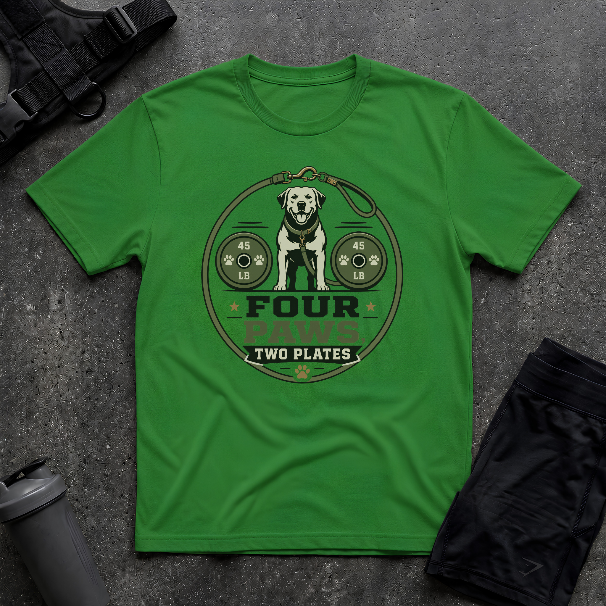FOUR PAWS TWO PLATES 2 T-SHIRT