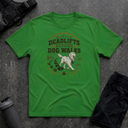 DEADLIFTS BEFORE DOG WALKS T-SHIRT