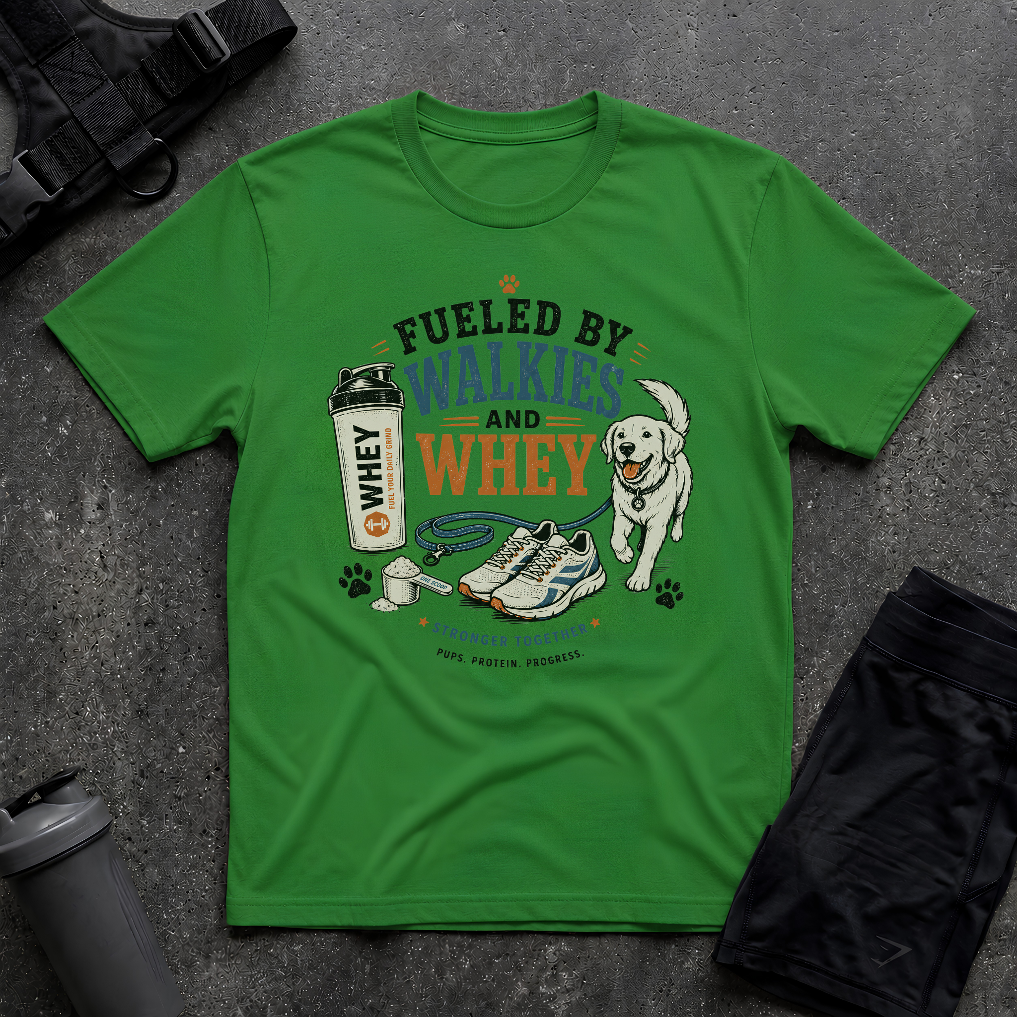 FUELED BY WALKIES AND WHEY T-SHIRT