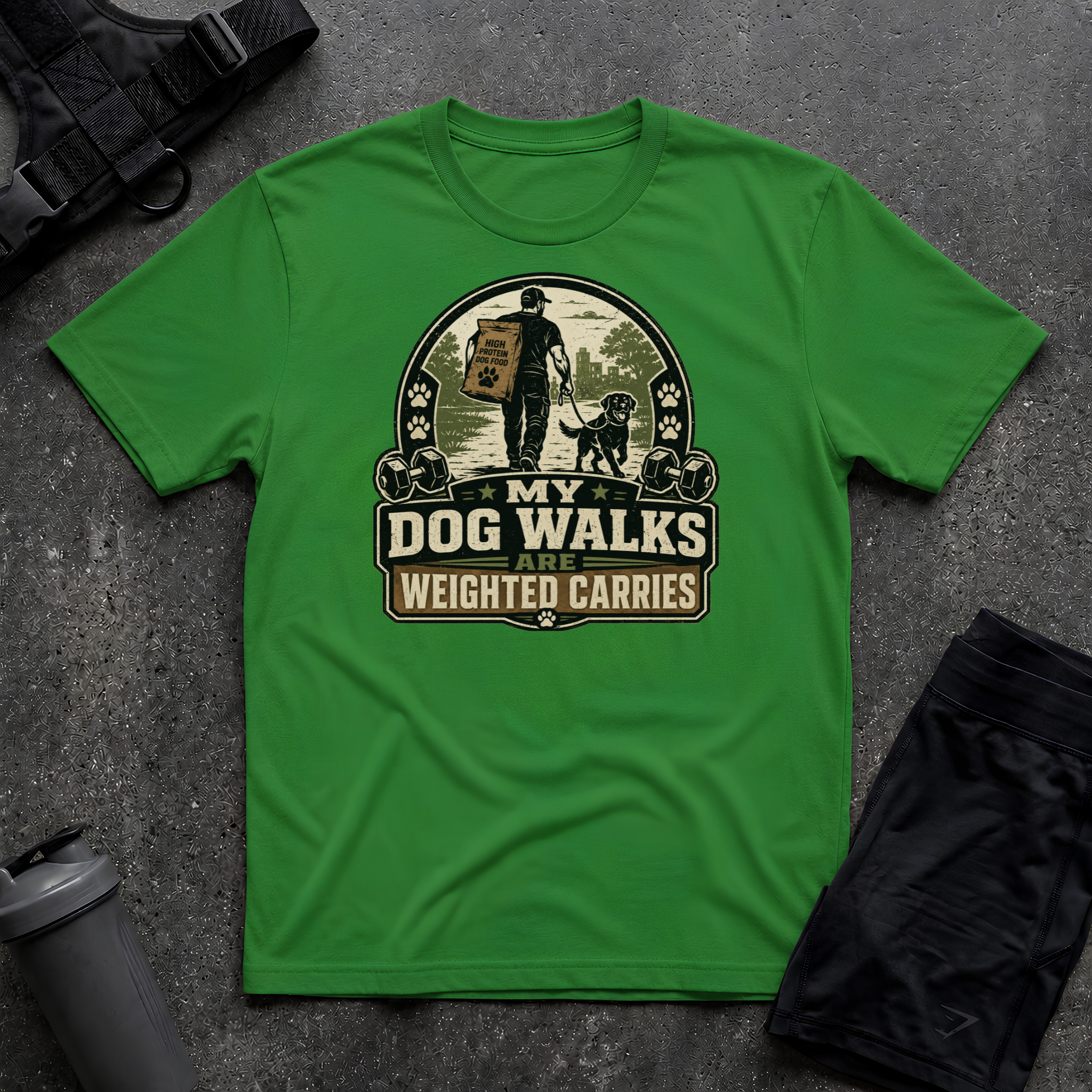 MY DOG WALKS ARE WEIGHTED CARRIES T-SHIRT