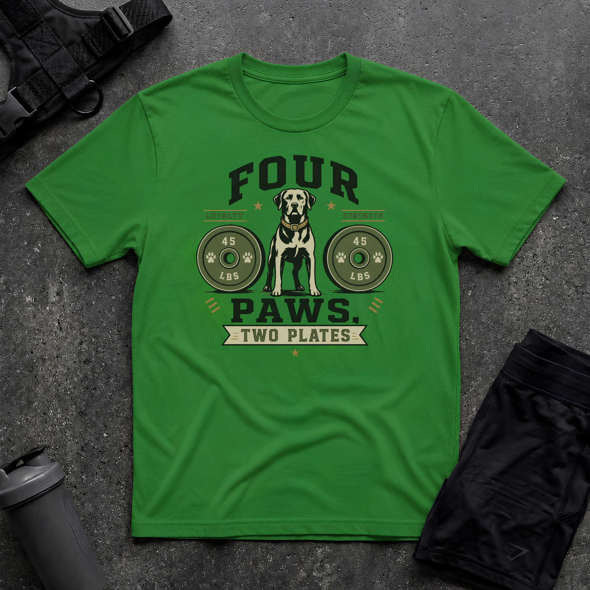 FOUR PAWS TWO PLATES 3 T-SHIRT