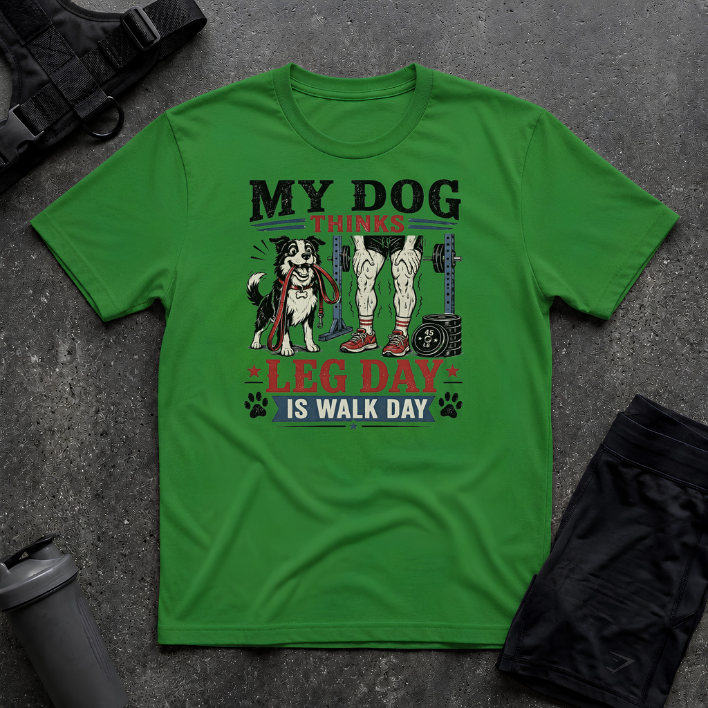 MY DOG THINKS LEG DAY IS WALK DAY T-SHIRT