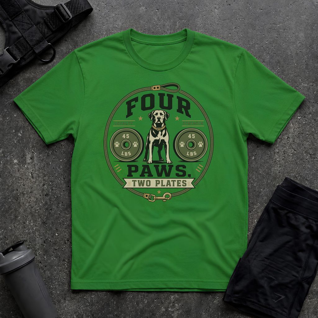 FOUR PAWS TWO PLATES T-SHIRT
