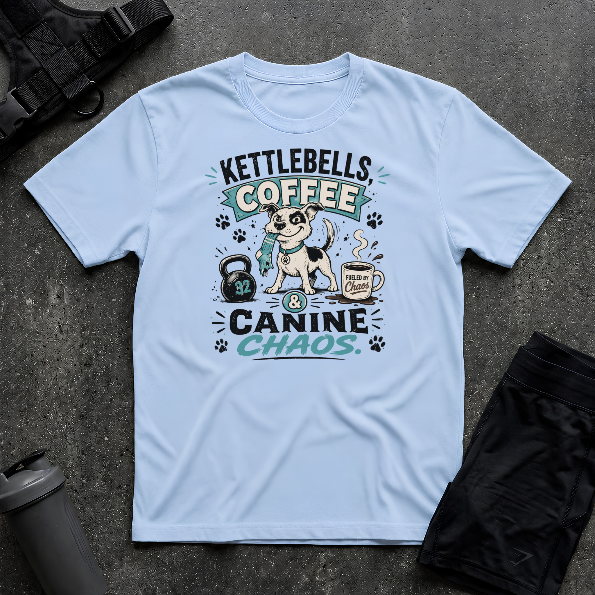KETTLEBELLS COFFEE & CANINE CHAOS T-SHIRT