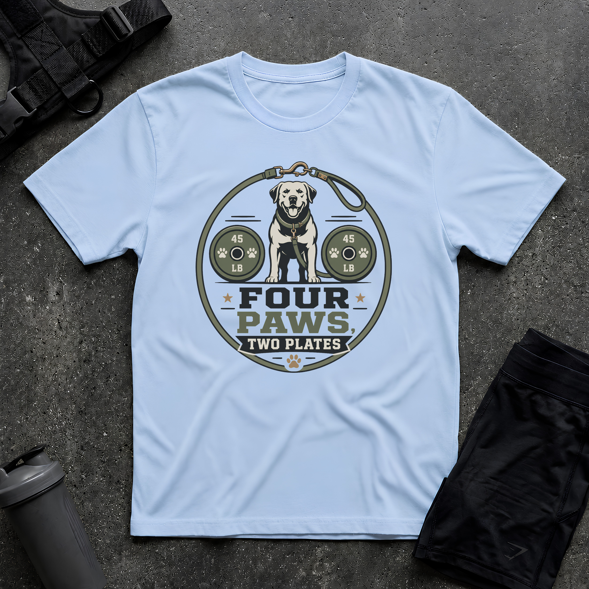 FOUR PAWS TWO PLATES 2 T-SHIRT