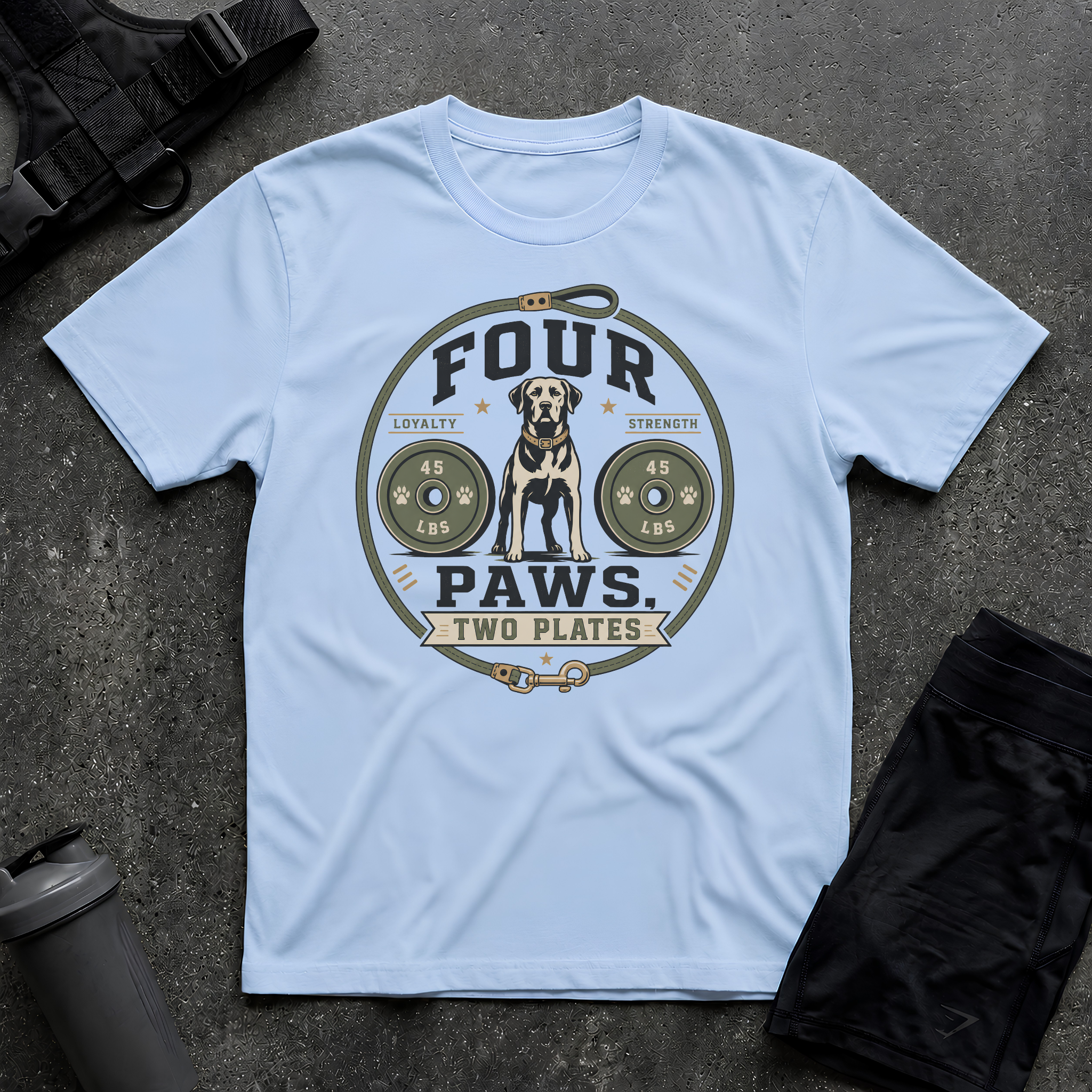 FOUR PAWS TWO PLATES T-SHIRT