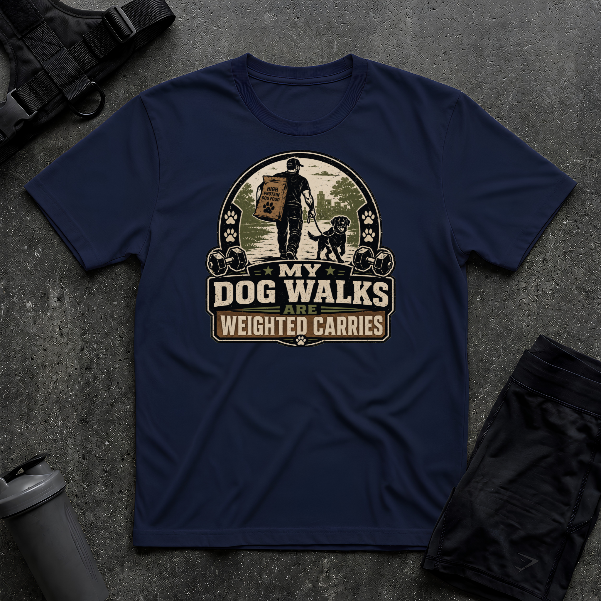 MY DOG WALKS ARE WEIGHTED CARRIES T-SHIRT