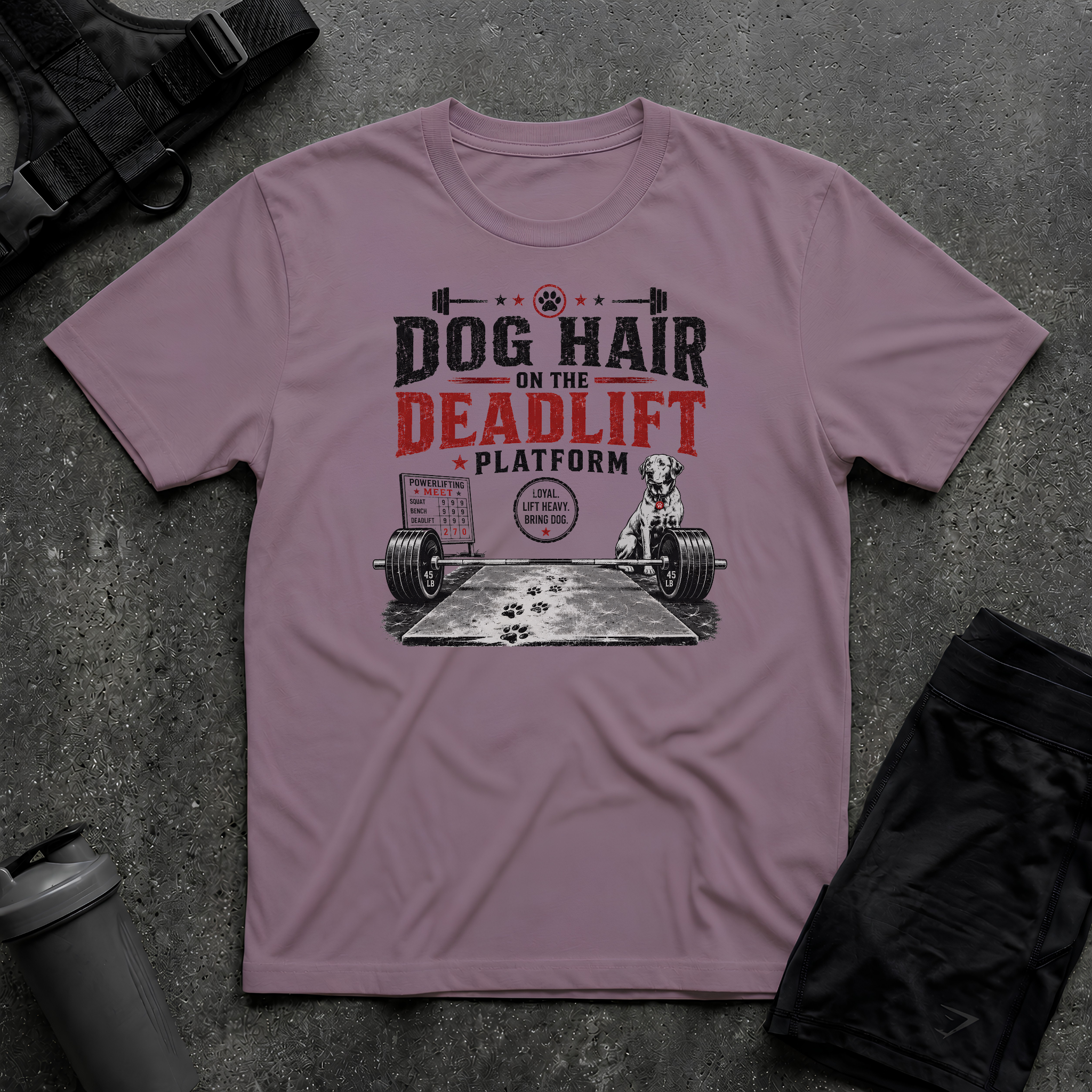 DOG HAIR ON THE DEADLIFT PLATFORM T-SHIRT