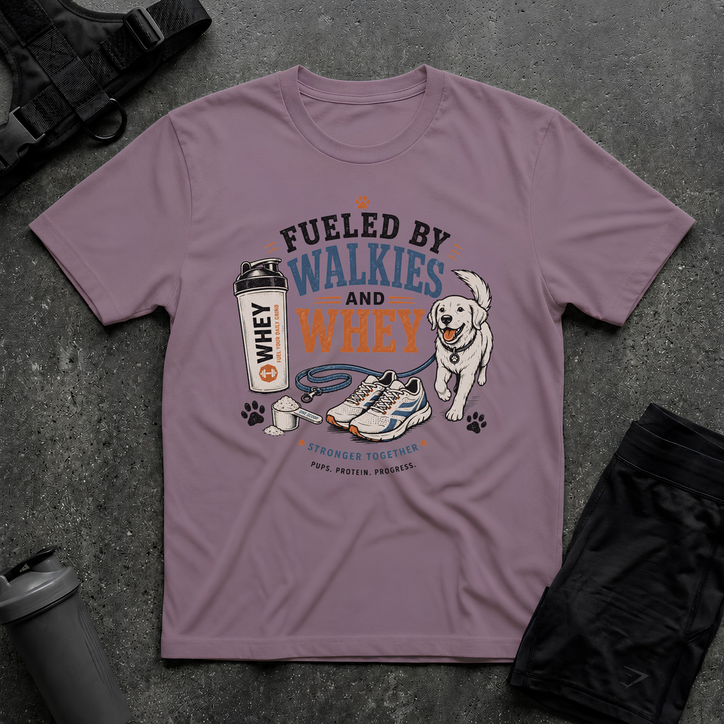 FUELED BY WALKIES AND WHEY T-SHIRT