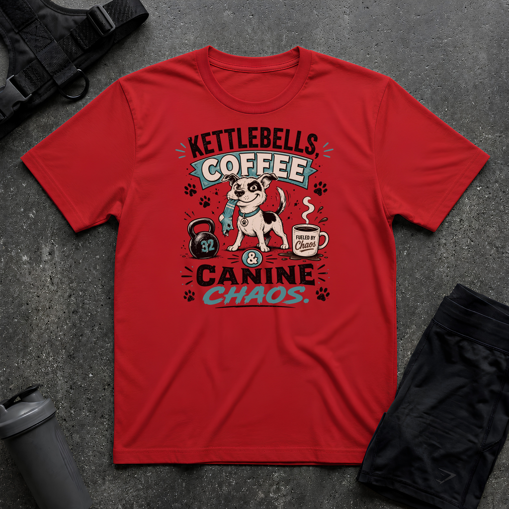 KETTLEBELLS COFFEE & CANINE CHAOS T-SHIRT