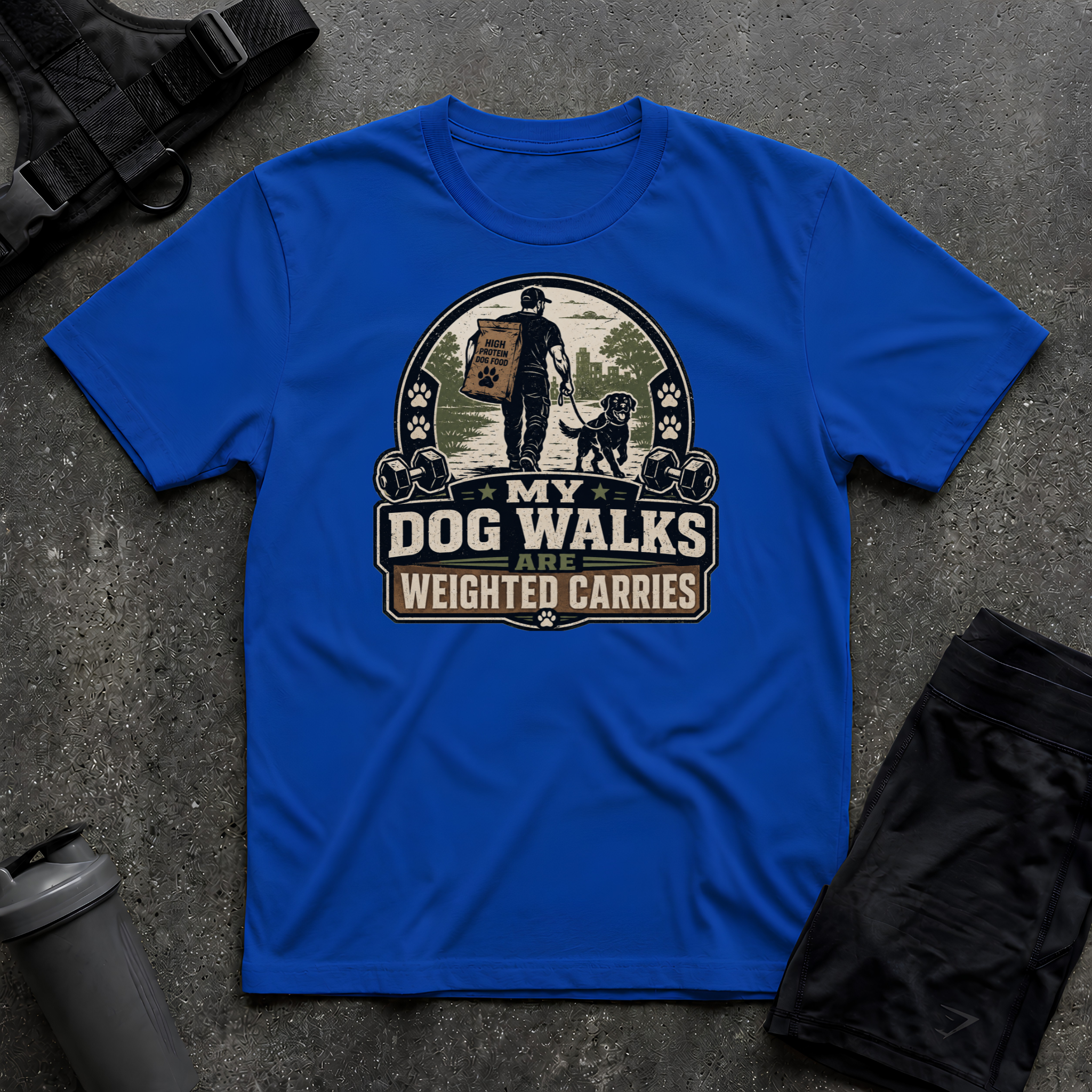 MY DOG WALKS ARE WEIGHTED CARRIES T-SHIRT