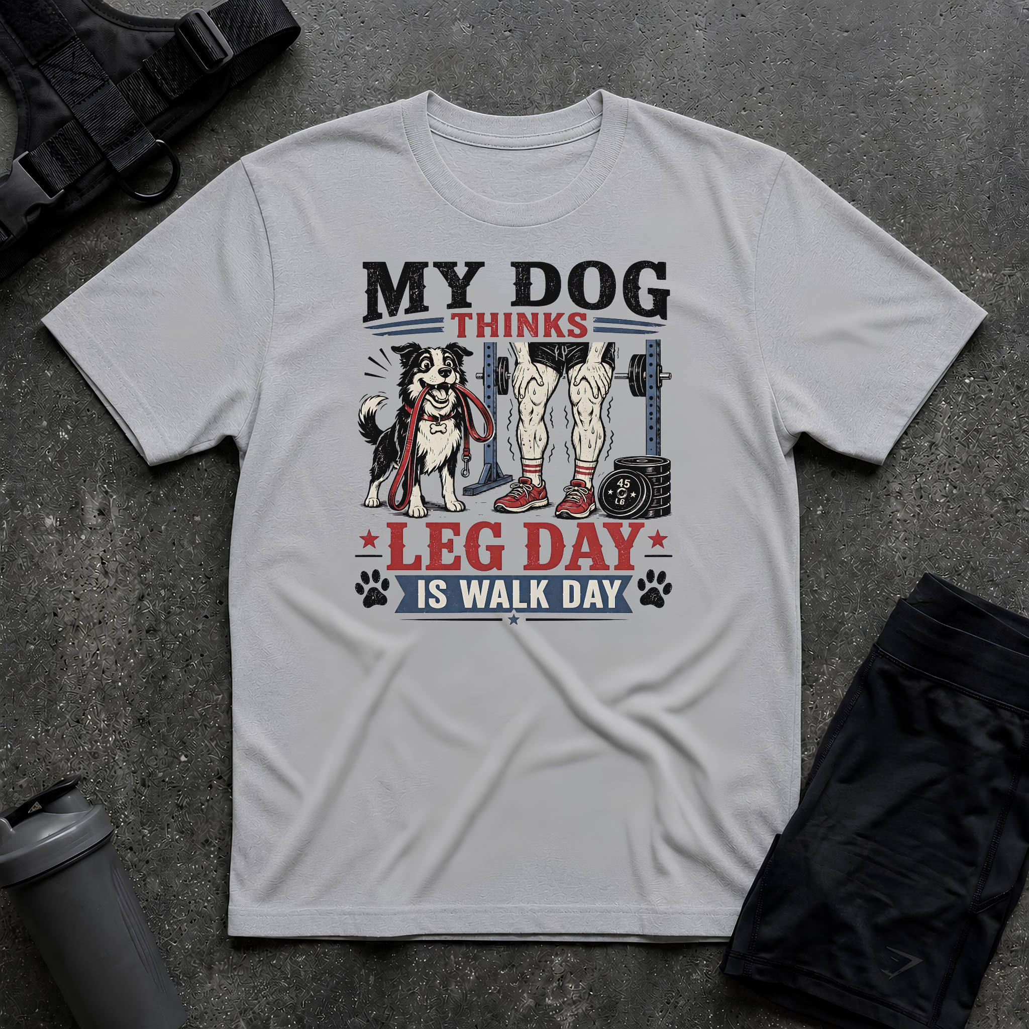 MY DOG THINKS LEG DAY IS WALK DAY T-SHIRT