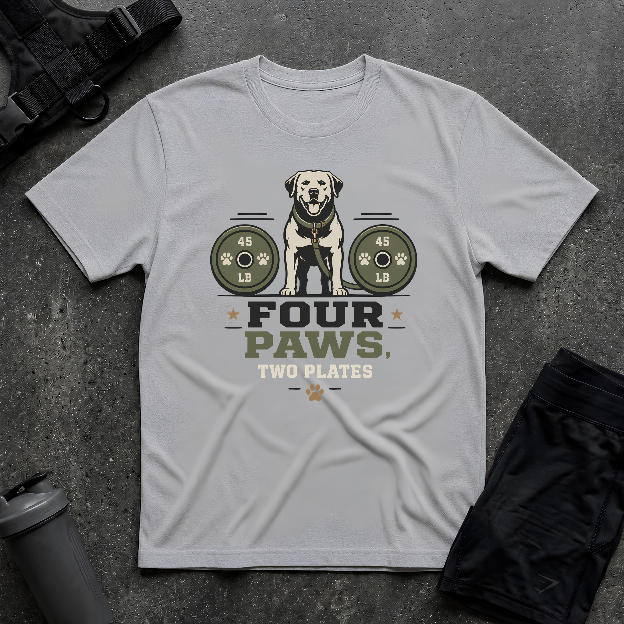 FOUR PAWS TWO PLATES 4 T-SHIRT