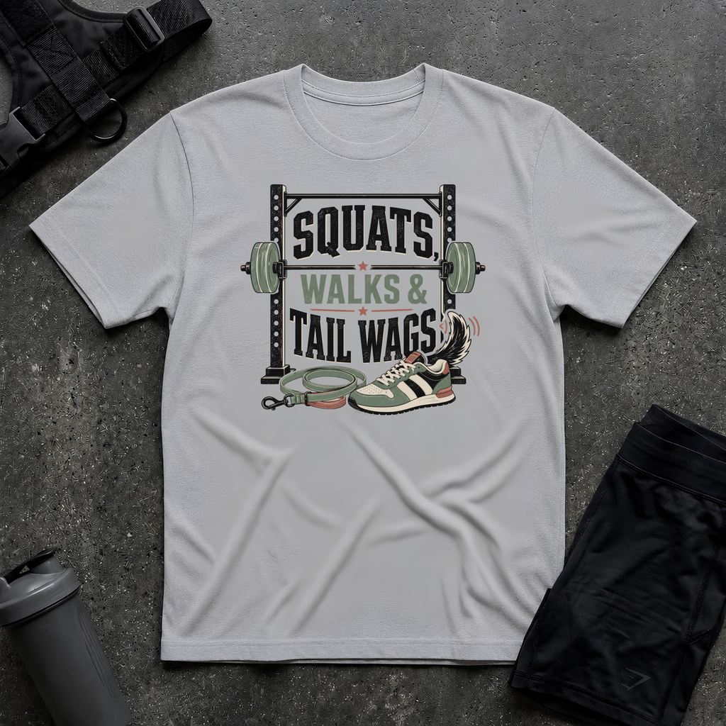 SQUATS, WALKS & TAIL WAGS T-SHIRT