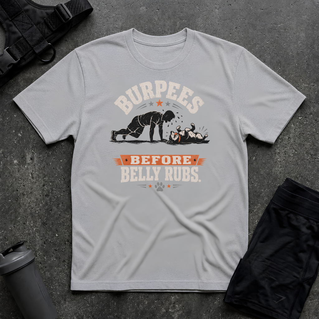 BURPEES BEFORE BELLY RUBS 2 T-SHIRT