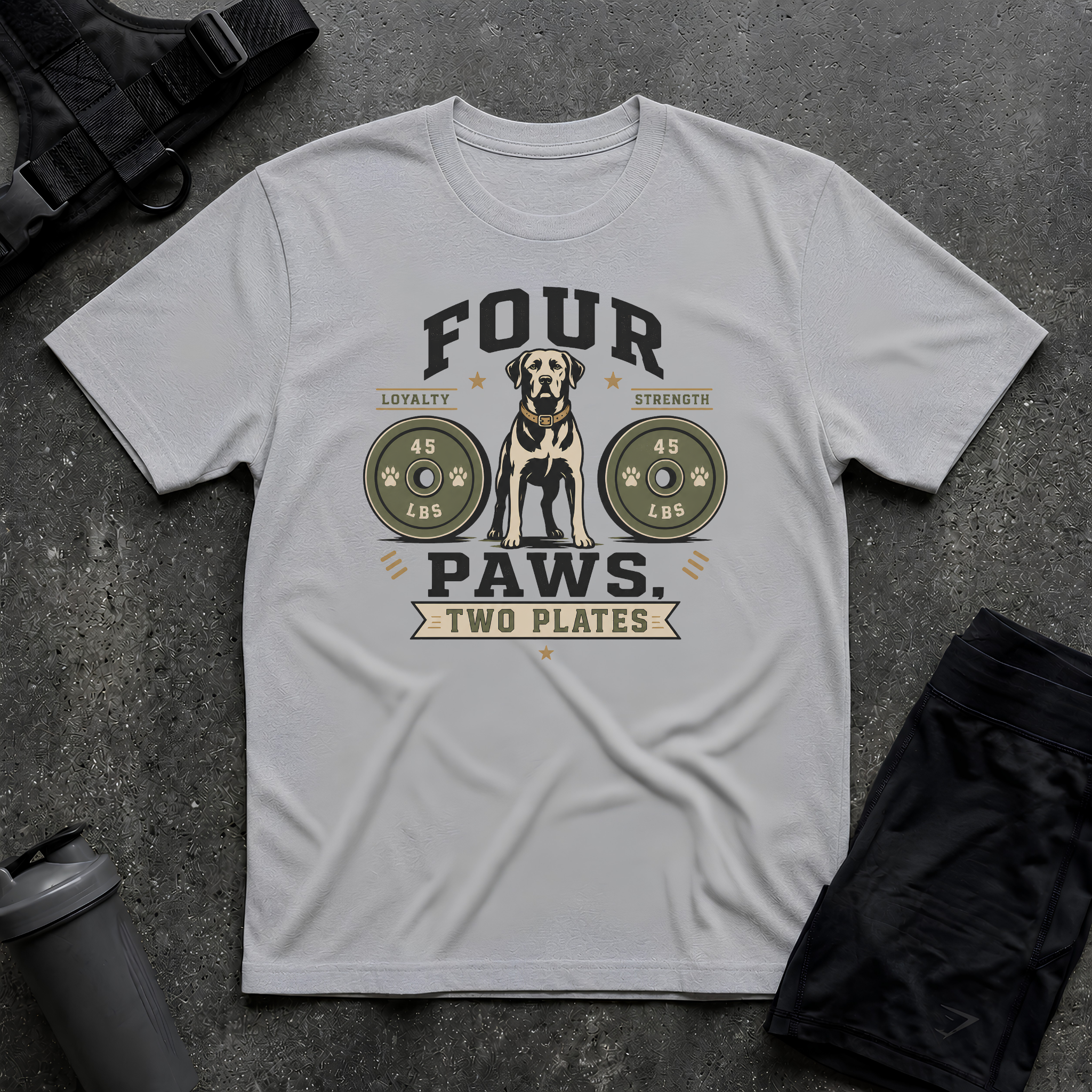 FOUR PAWS TWO PLATES 3 T-SHIRT