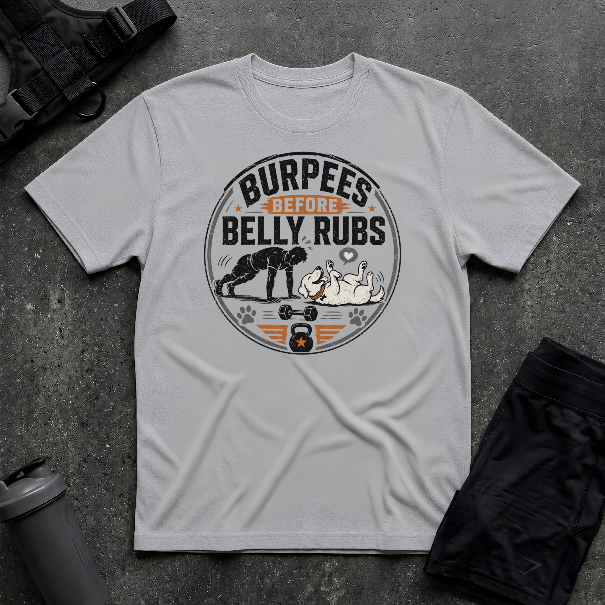 BURPEES BEFORE BELLY RUBS T-SHIRT