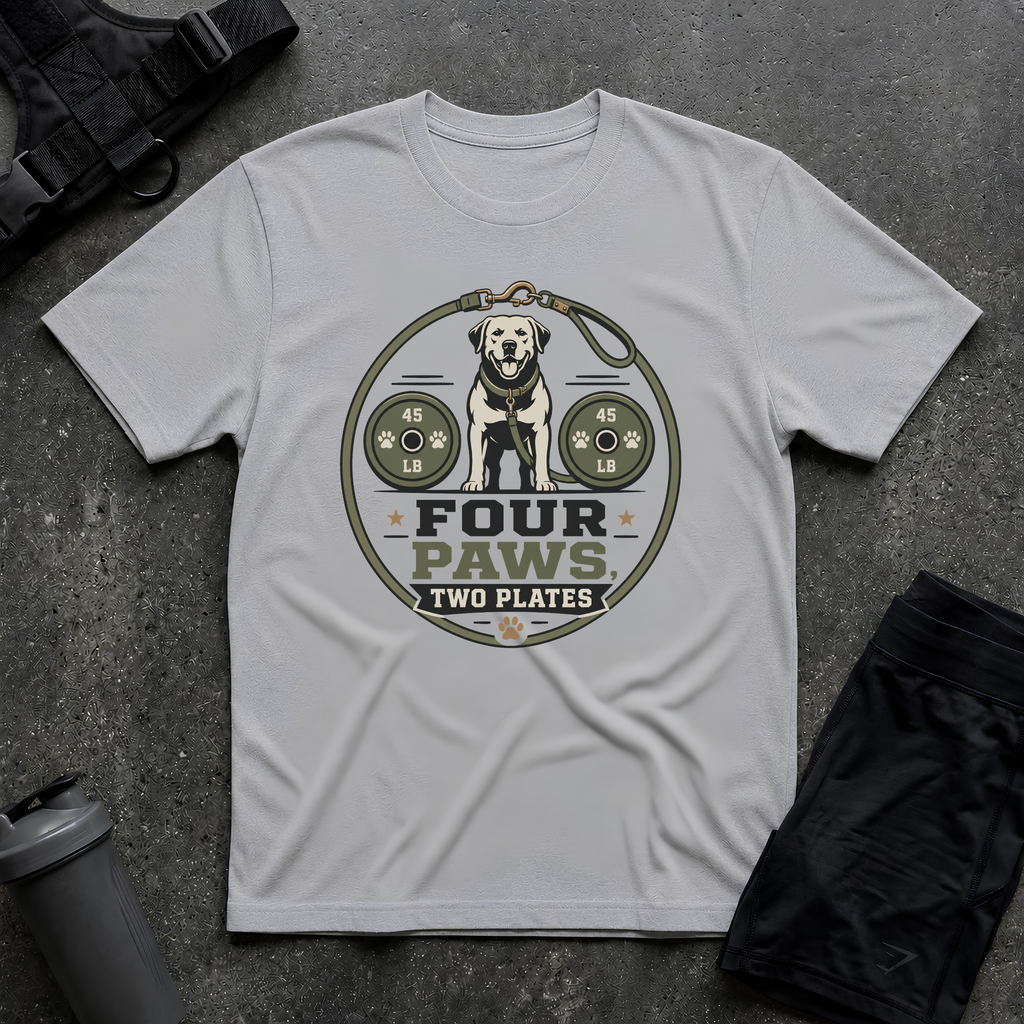 FOUR PAWS TWO PLATES 2 T-SHIRT