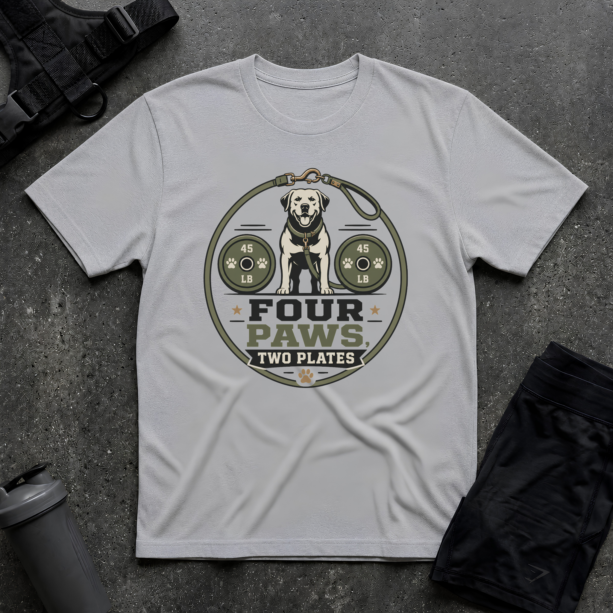 FOUR PAWS TWO PLATES 2 T-SHIRT