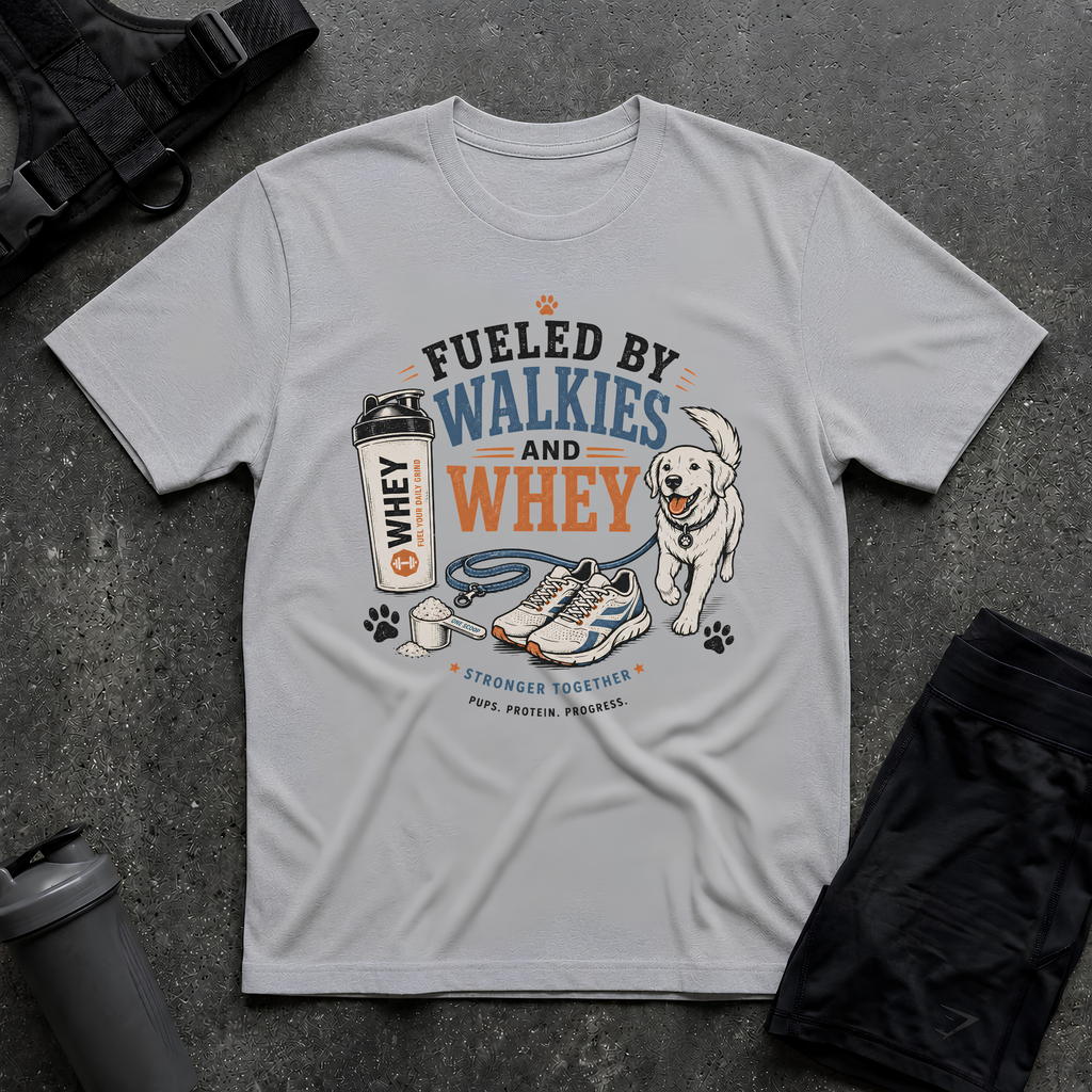 FUELED BY WALKIES AND WHEY T-SHIRT