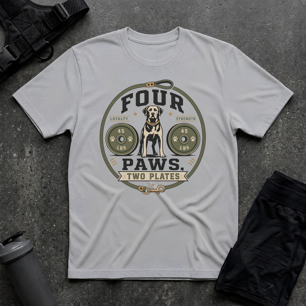 FOUR PAWS TWO PLATES T-SHIRT