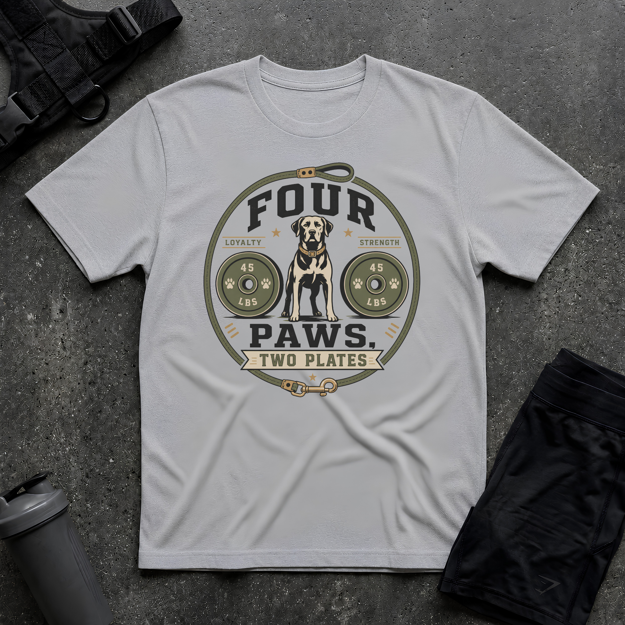FOUR PAWS TWO PLATES T-SHIRT
