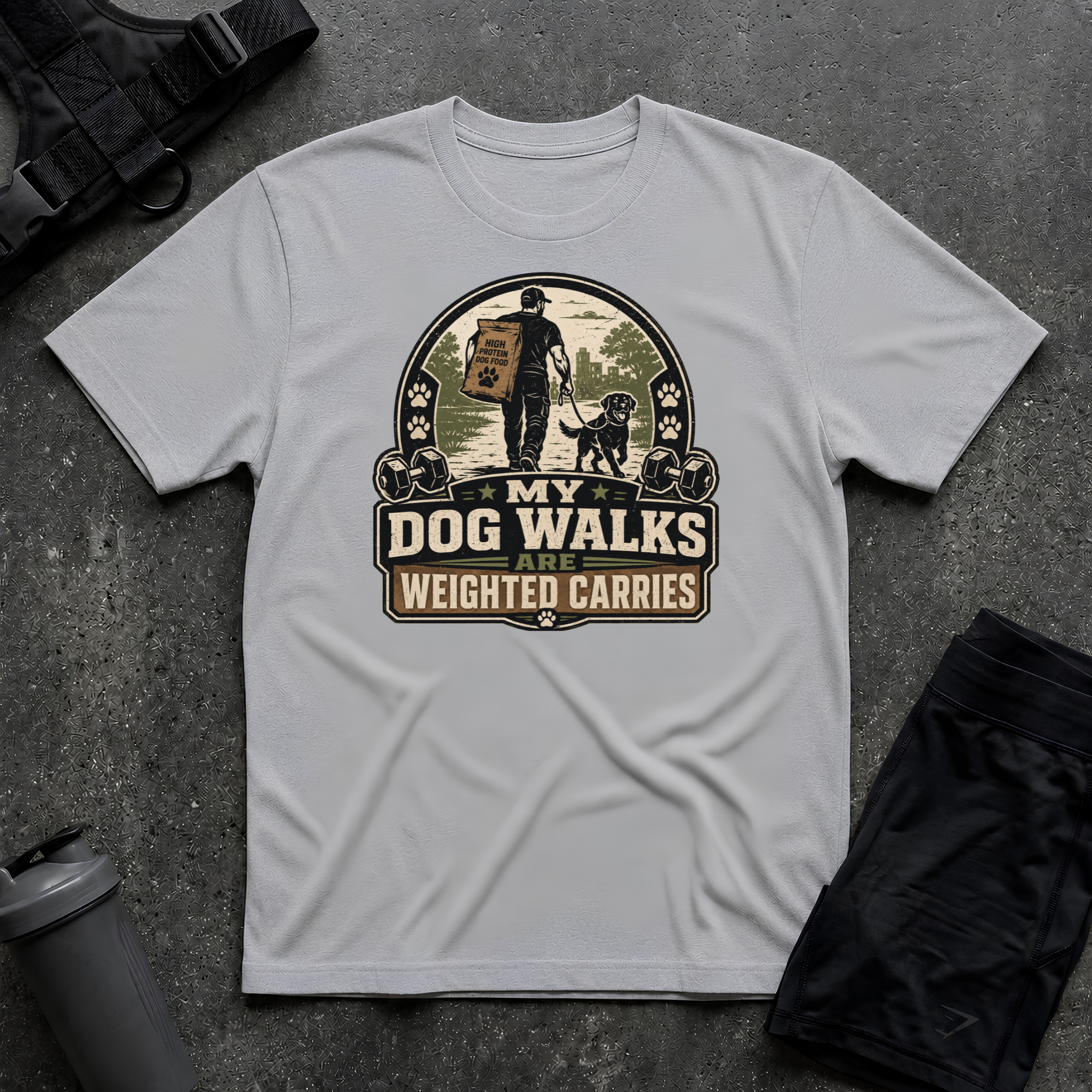 MY DOG WALKS ARE WEIGHTED CARRIES T-SHIRT