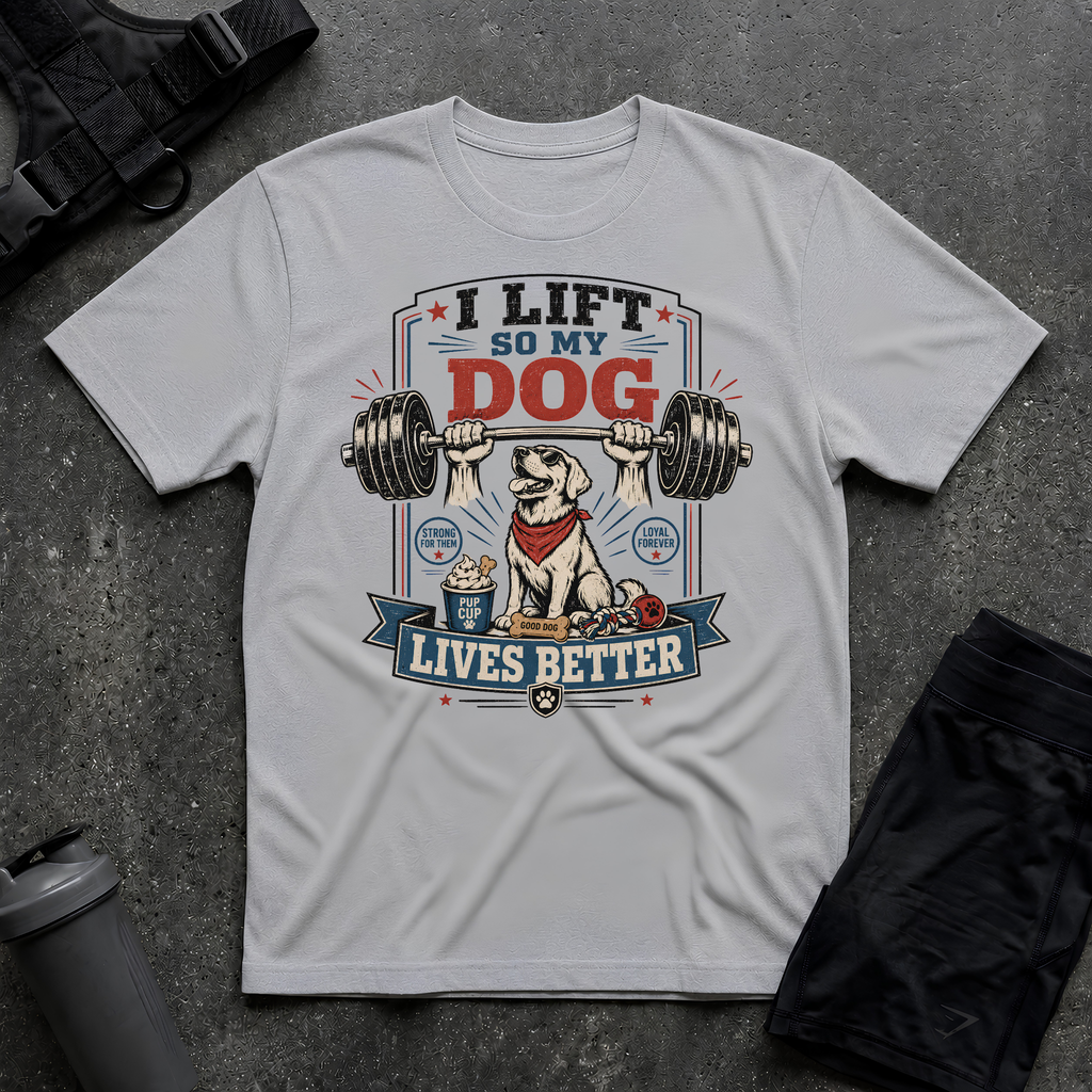 I LIFT SO MY DOG LIVES BETTER WHITE T-SHIRT