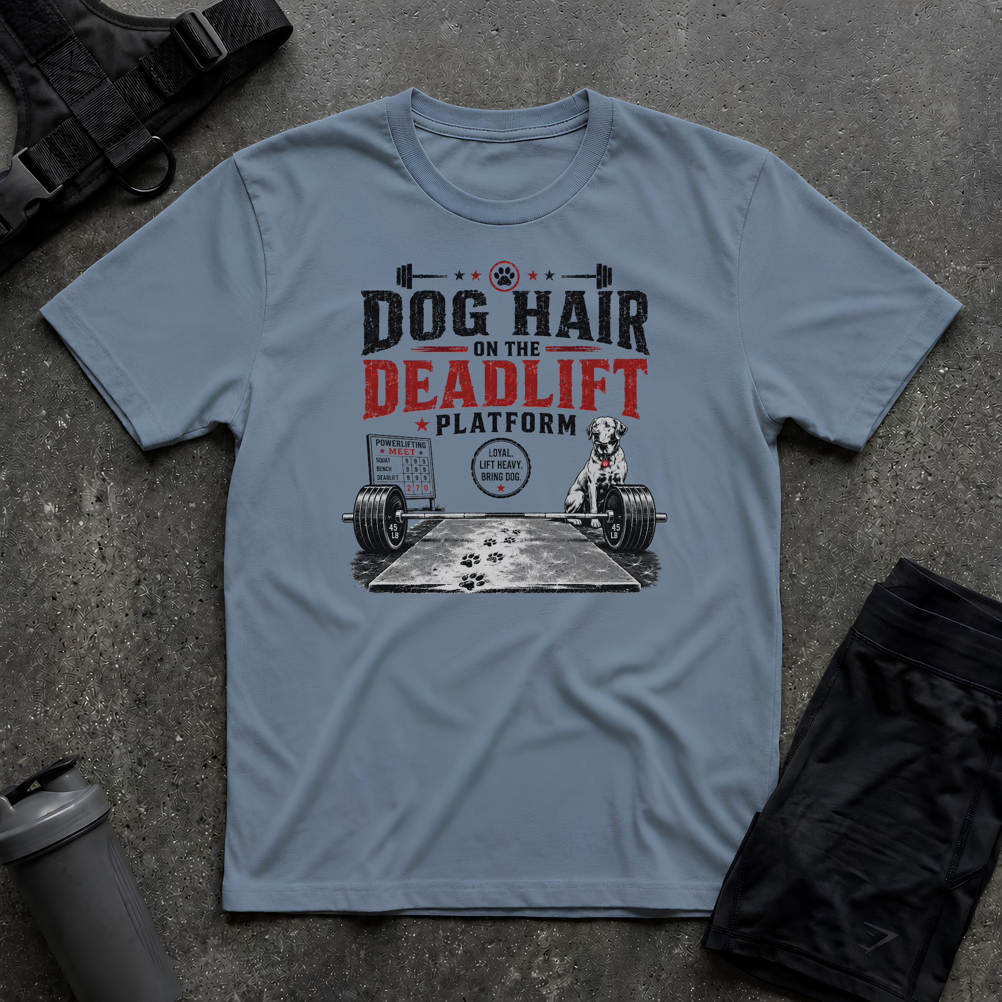 DOG HAIR ON THE DEADLIFT PLATFORM T-SHIRT